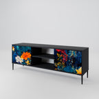 MIDNIGHT BLOSSOM 2-Door TV Stand in Black Finish