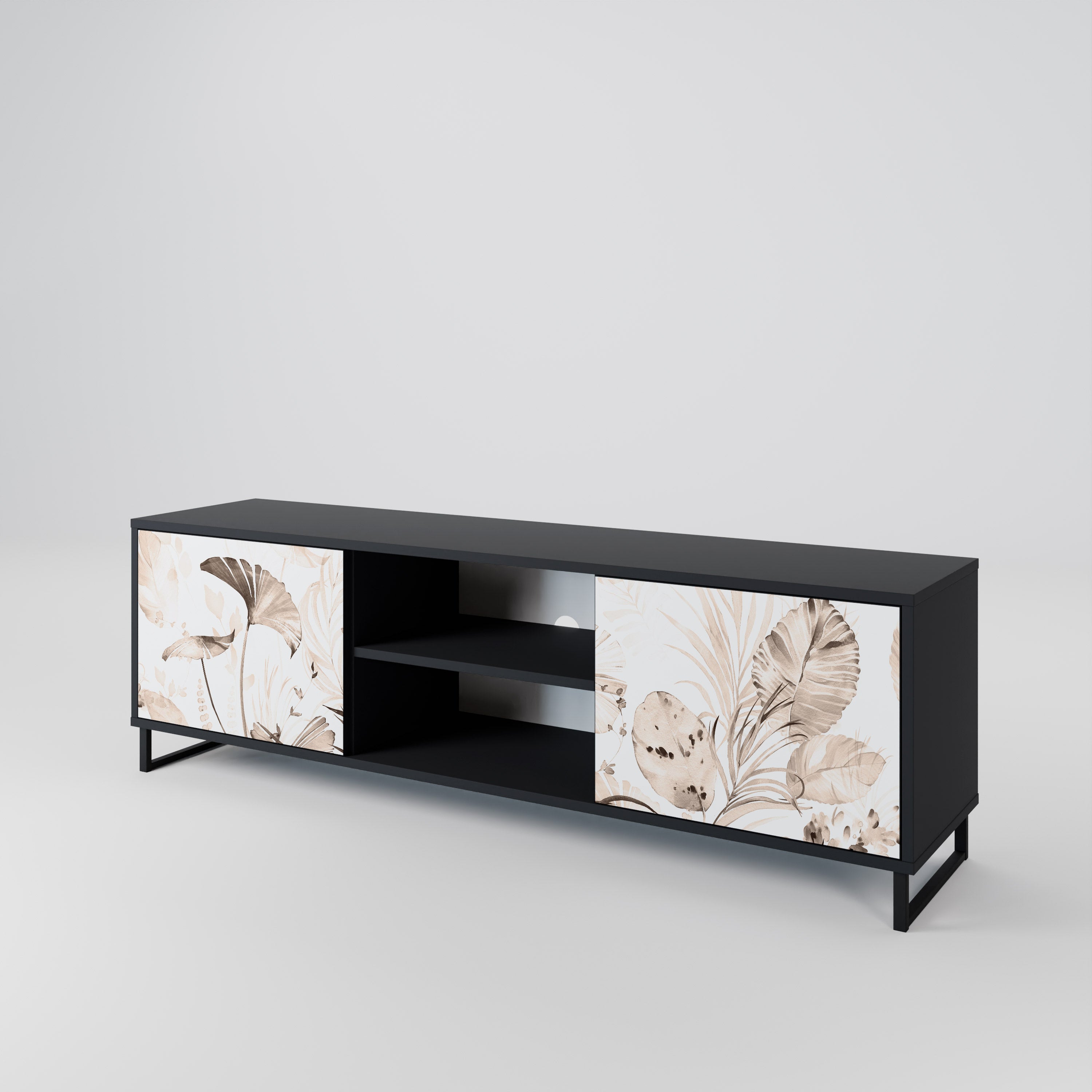 Mueble de TV de 2 puertas WILD TENDERNESS en acabado negro