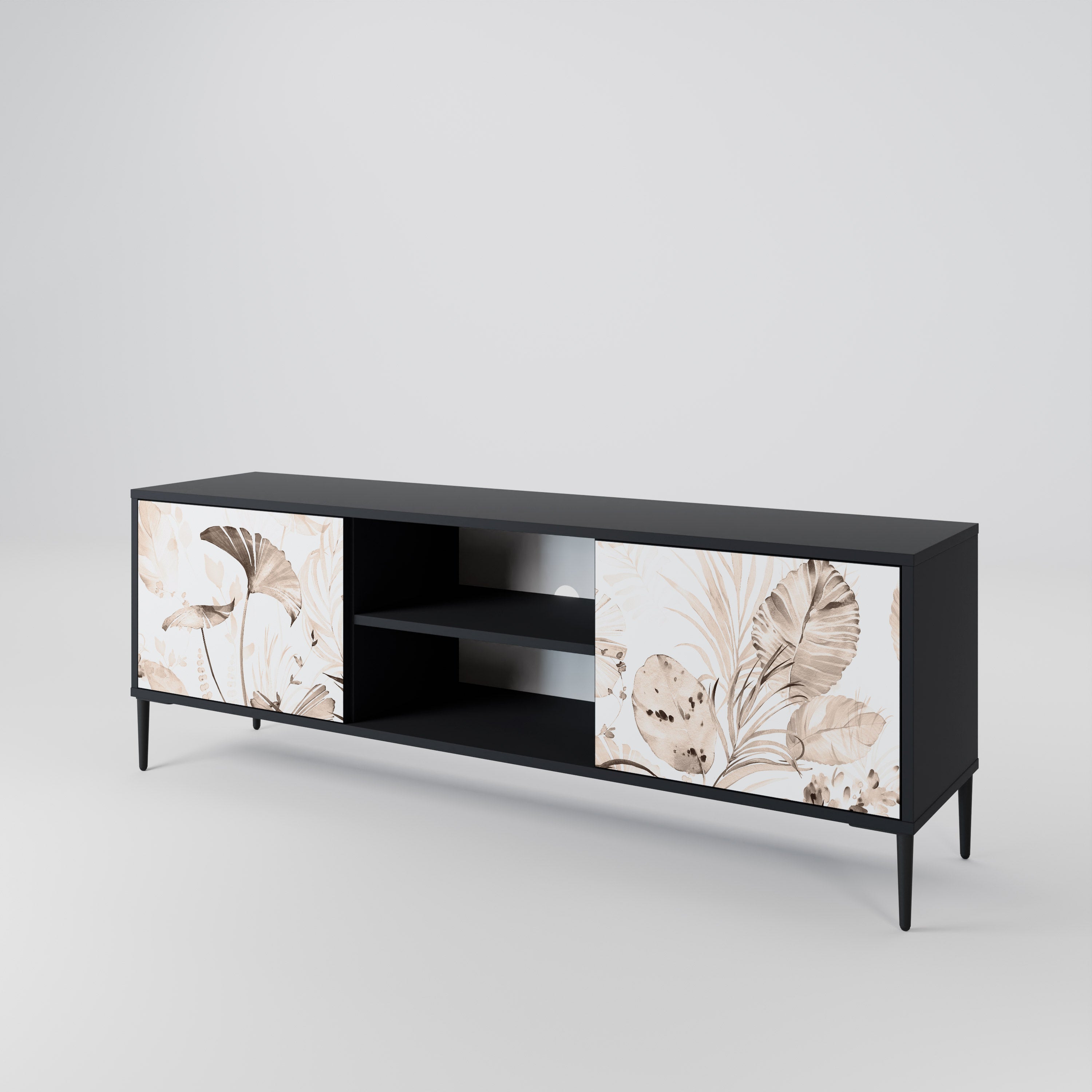 Mueble de TV de 2 puertas WILD TENDERNESS en acabado negro