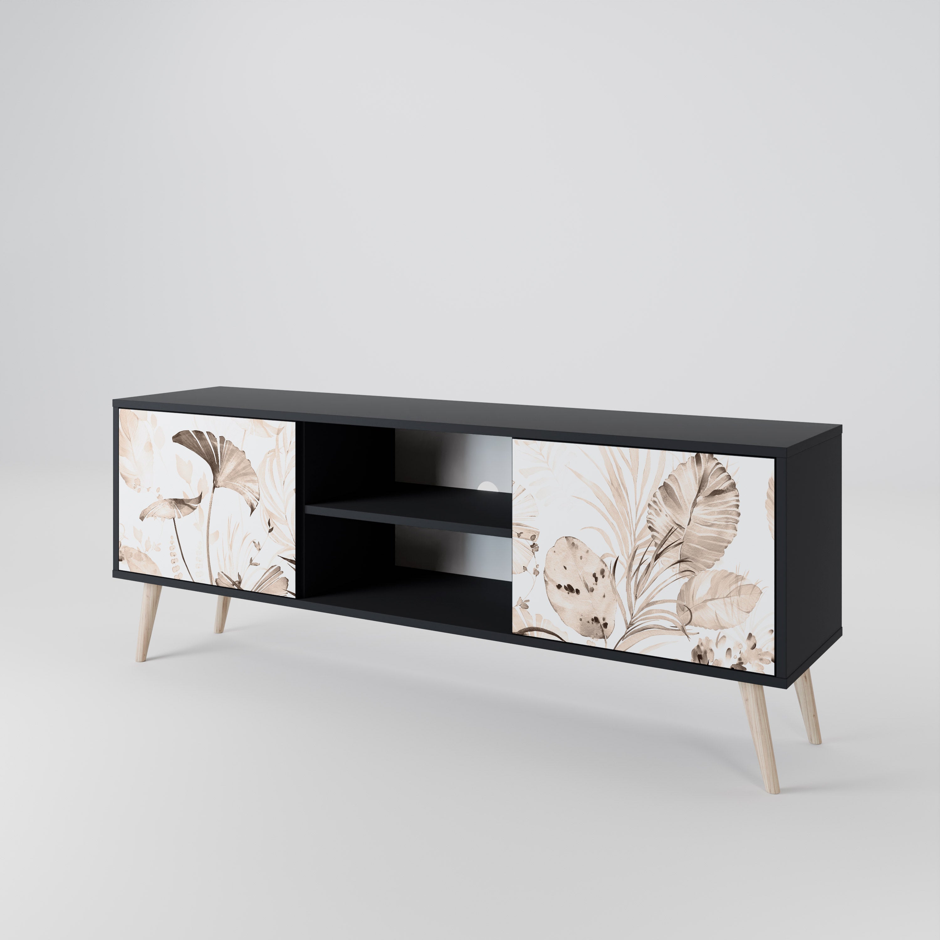 Mueble de TV de 2 puertas WILD TENDERNESS en acabado negro