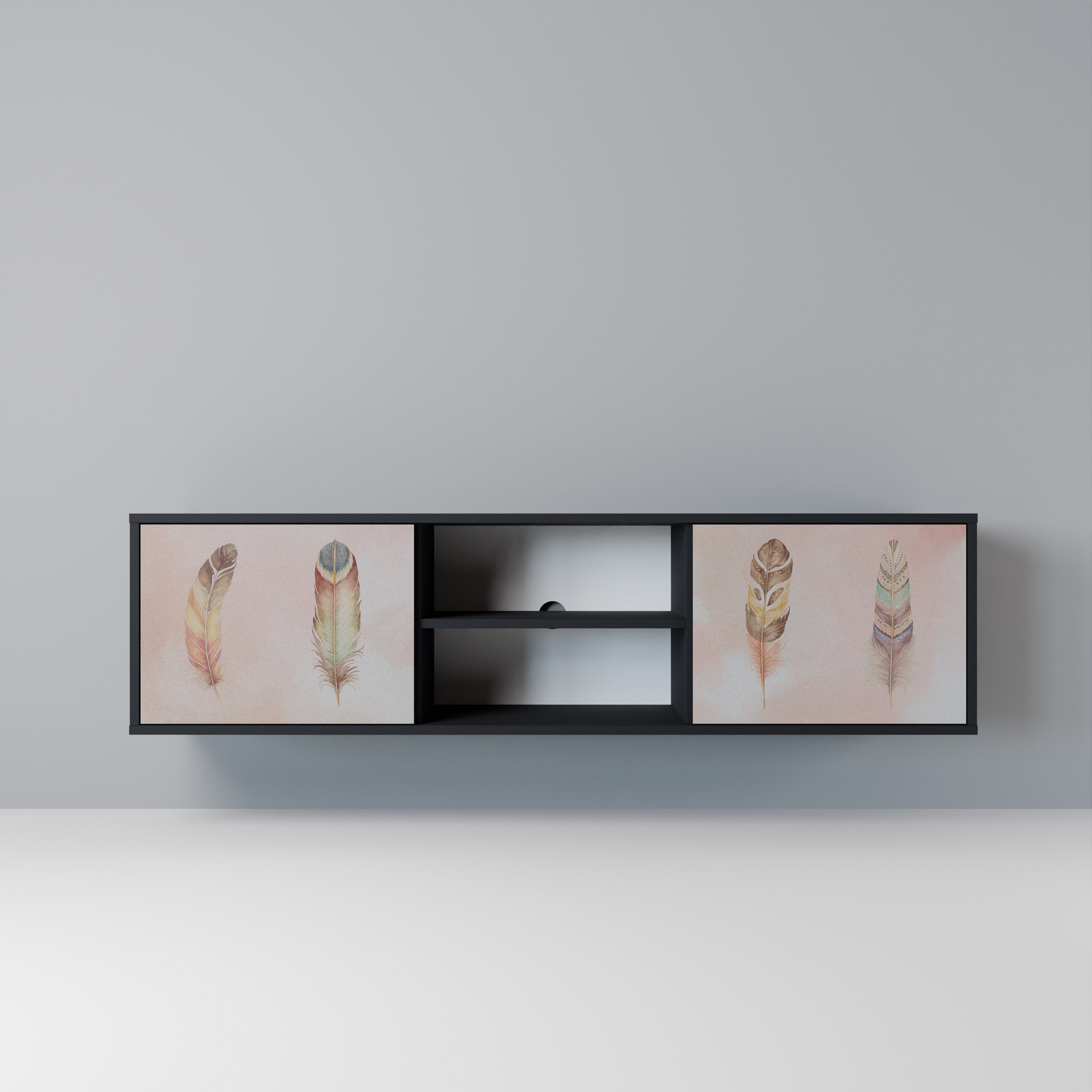 Mueble de TV de 2 puertas THE DELIQUESCE en acabado negro