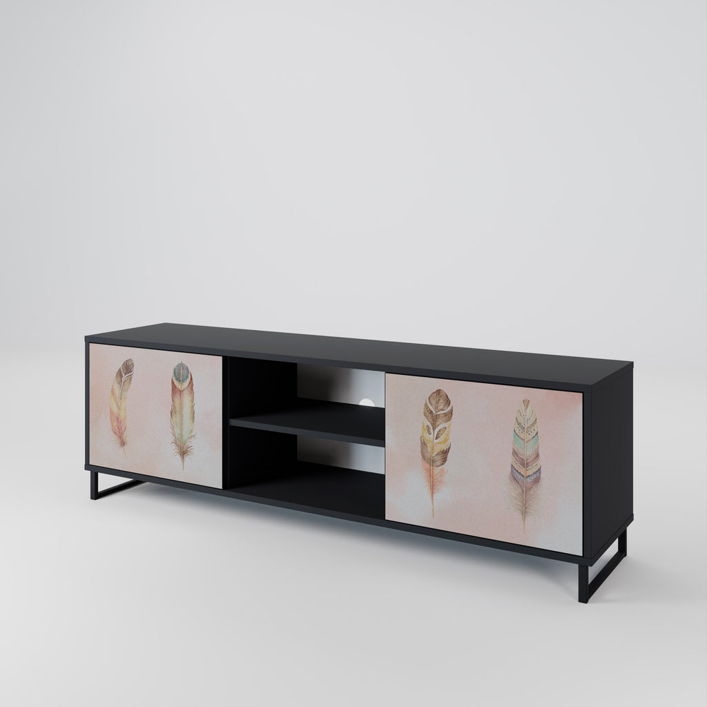 Mueble de TV de 2 puertas THE DELIQUESCE en acabado negro
