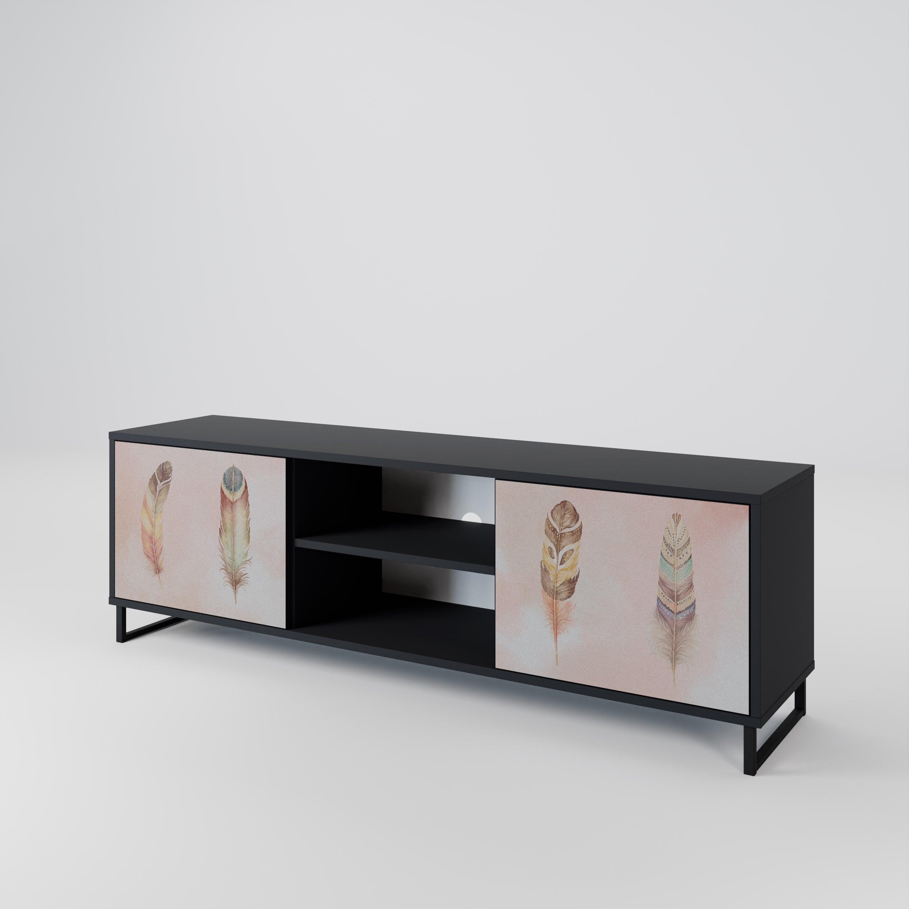 Mueble de TV de 2 puertas THE DELIQUESCE en acabado negro