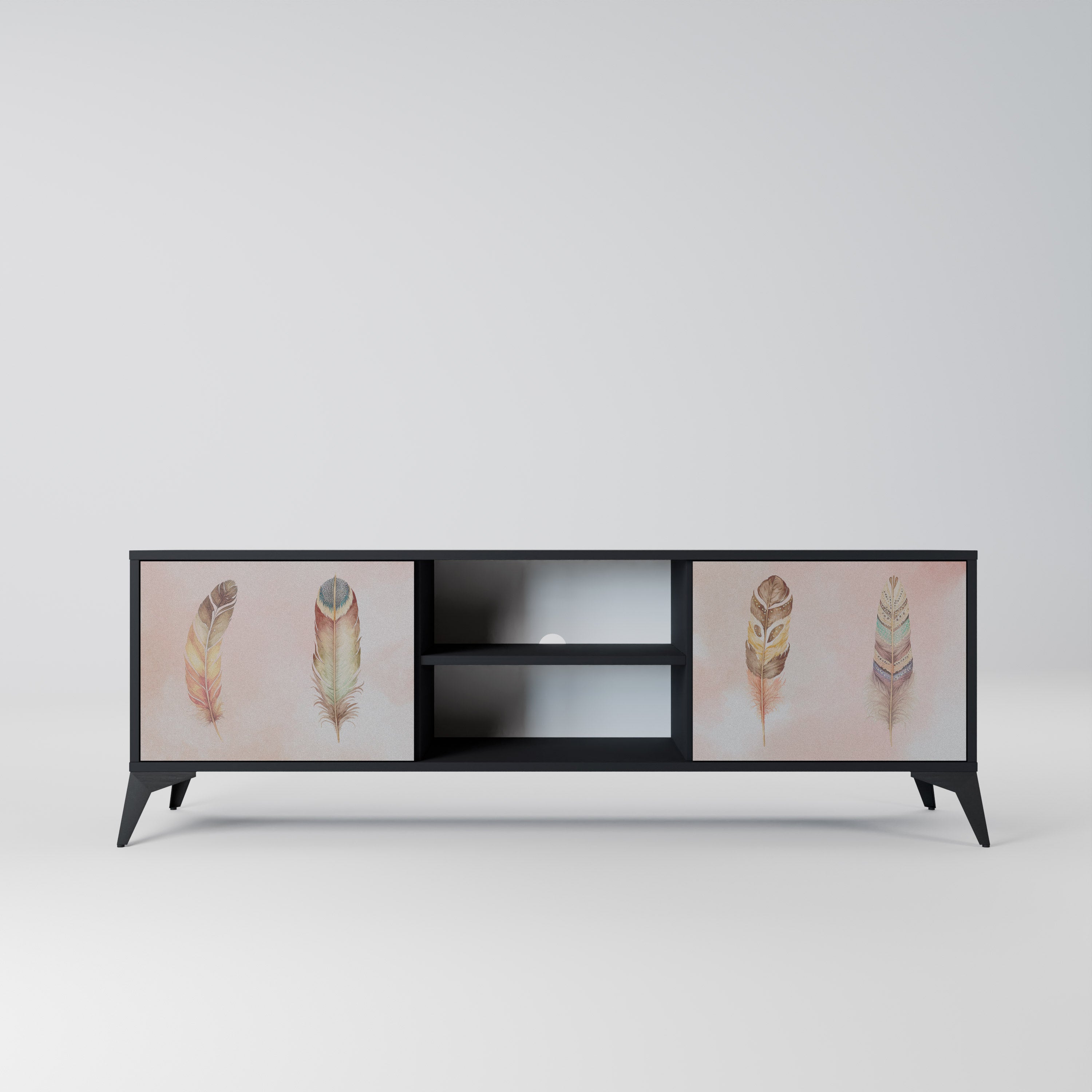 Mueble de TV de 2 puertas THE DELIQUESCE en acabado negro