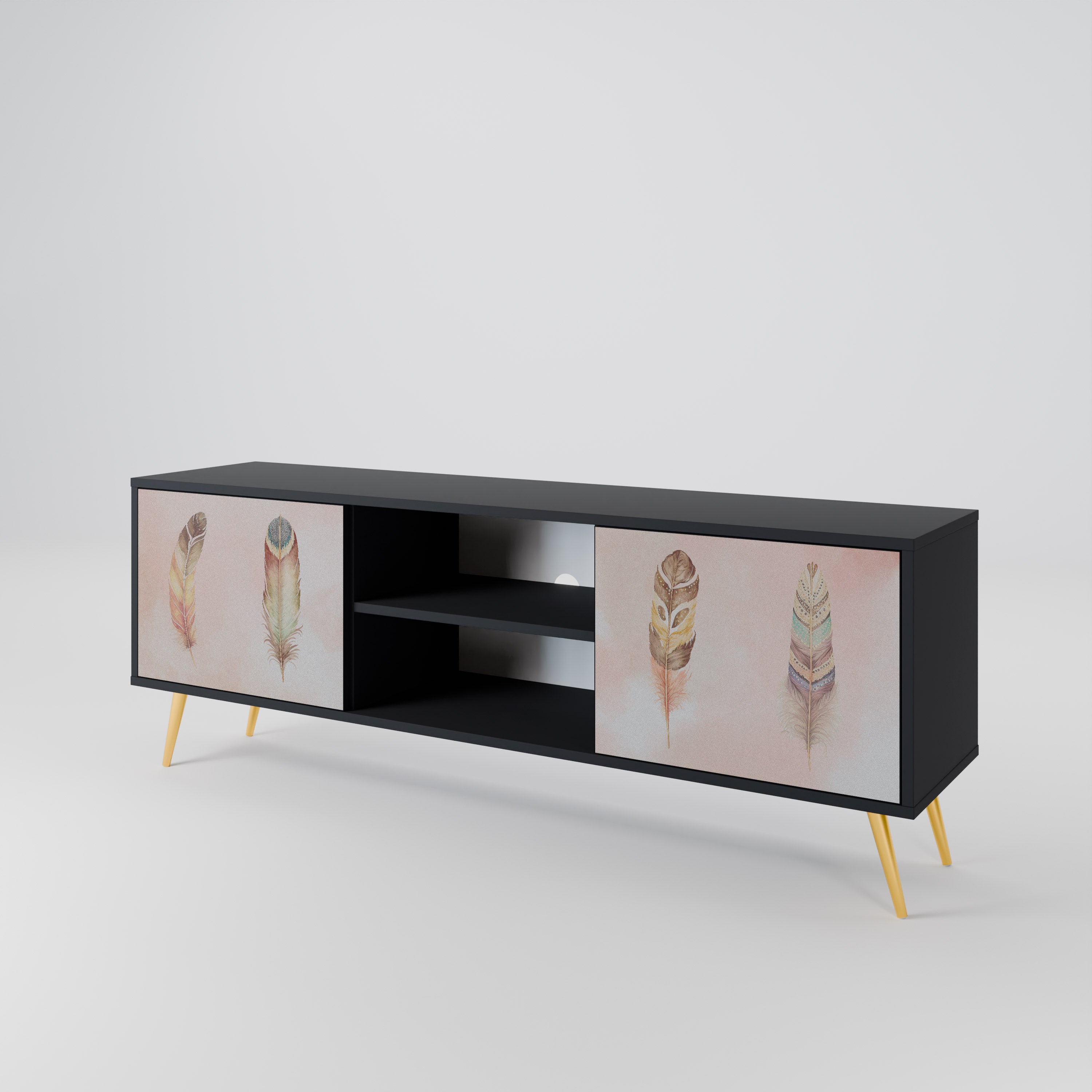 Mueble de TV de 2 puertas THE DELIQUESCE en acabado negro