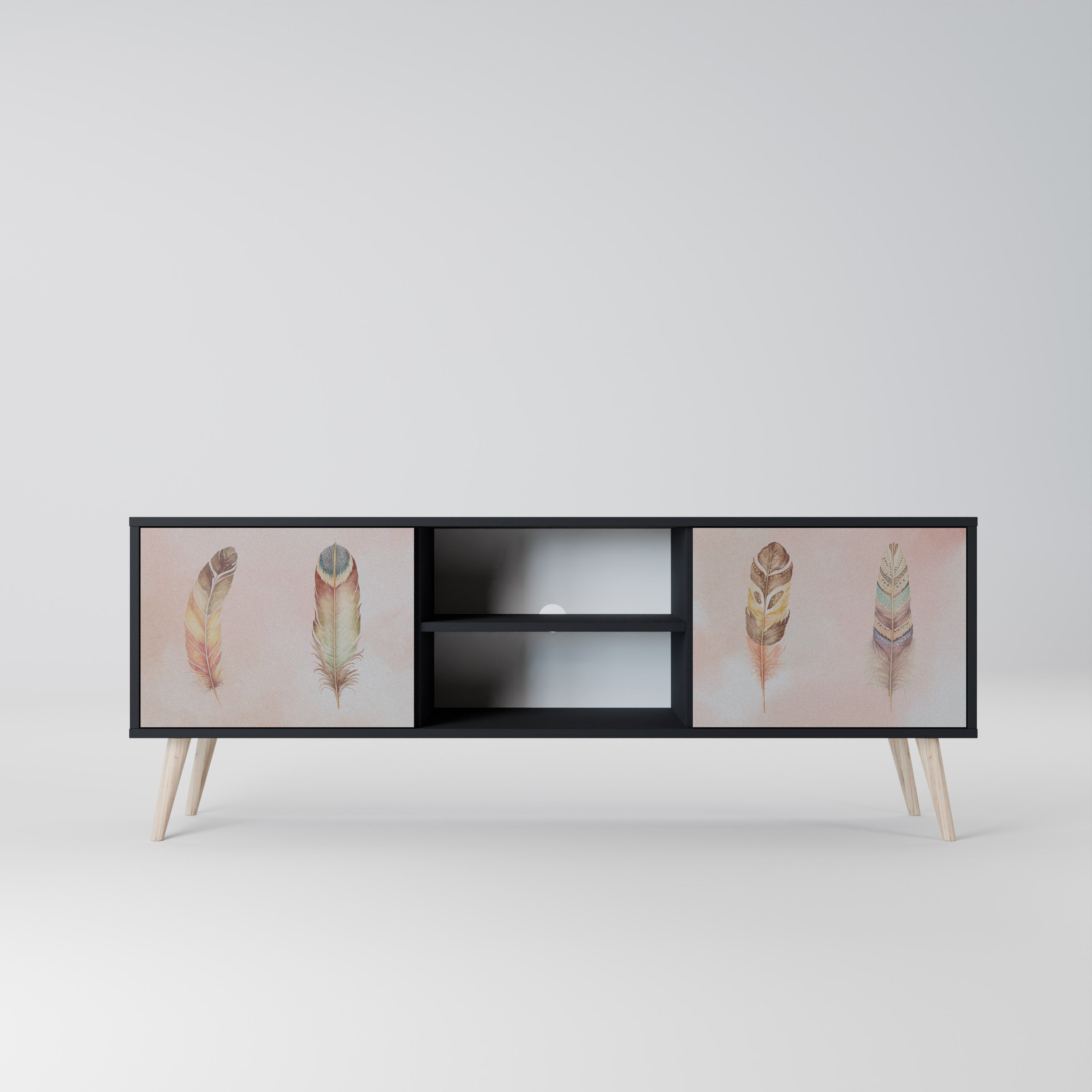 Mueble de TV de 2 puertas THE DELIQUESCE en acabado negro