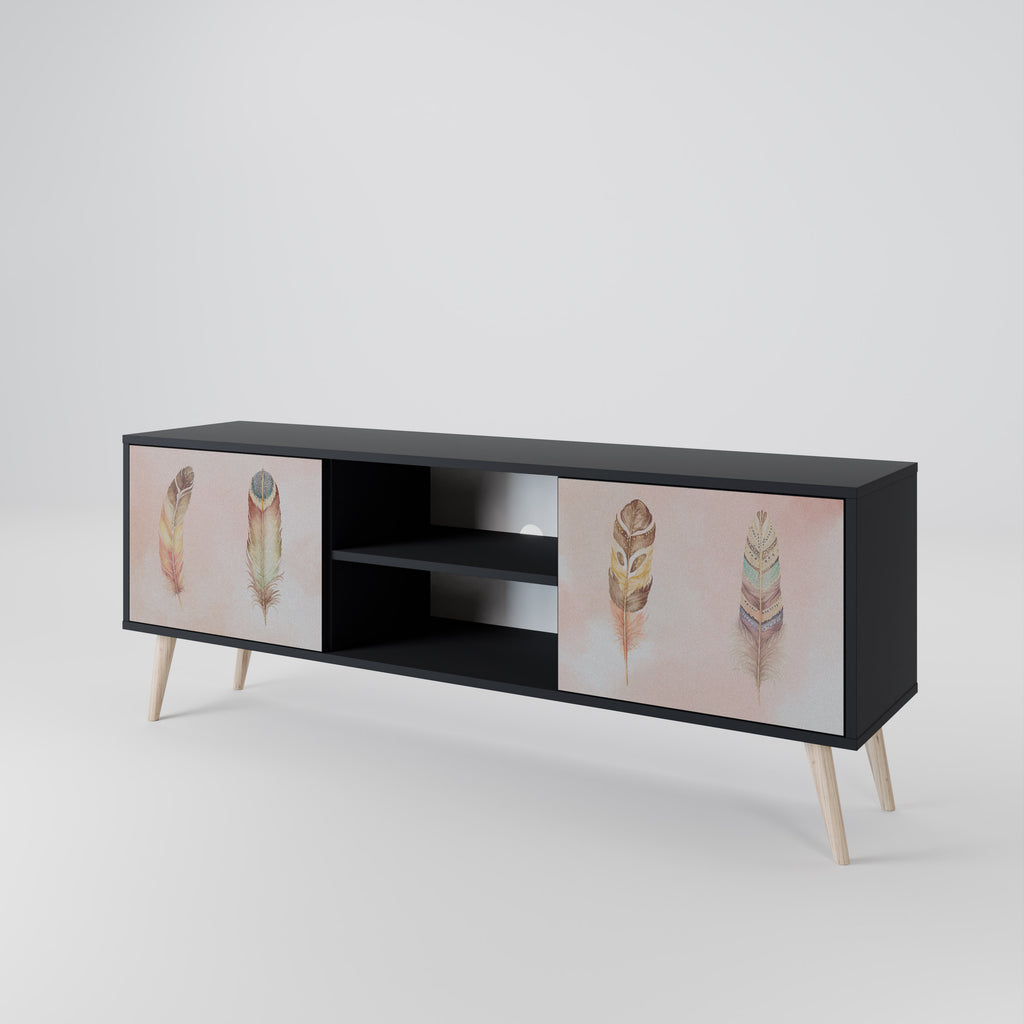 Mueble de TV de 2 puertas THE DELIQUESCE en acabado negro
