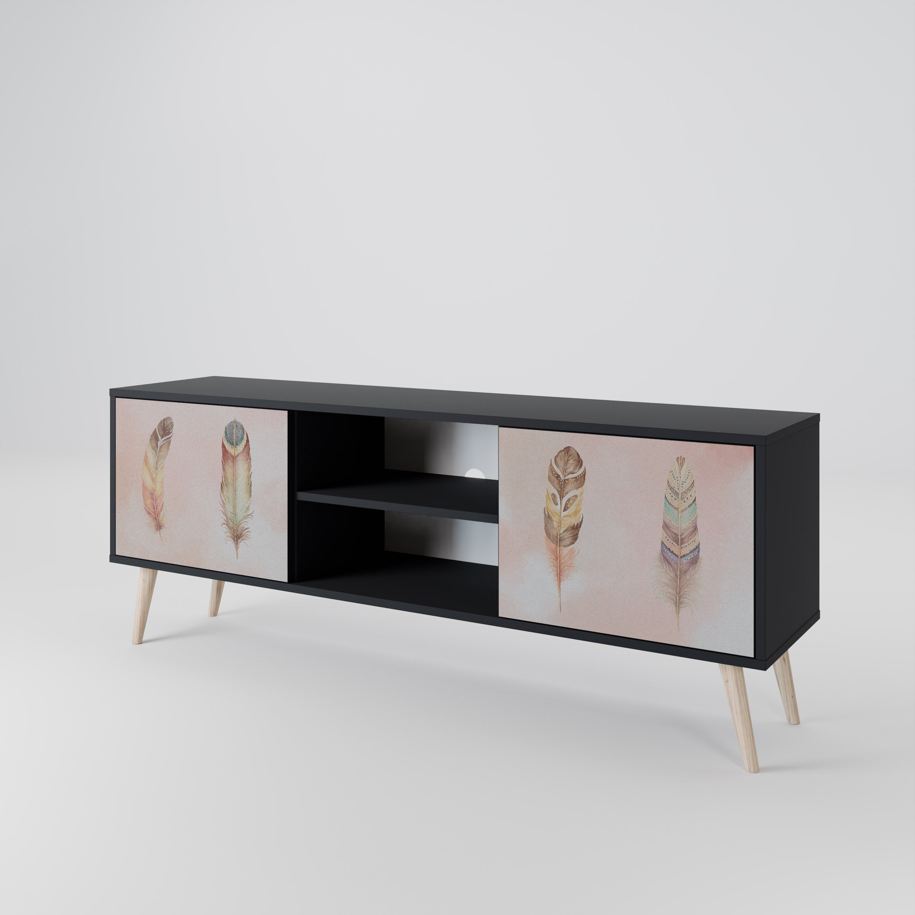Mueble de TV de 2 puertas THE DELIQUESCE en acabado negro