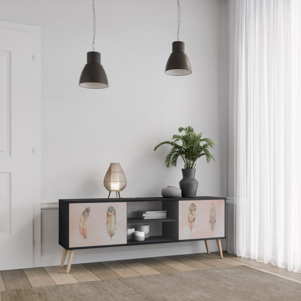 Mueble de TV de 2 puertas THE DELIQUESCE en acabado negro