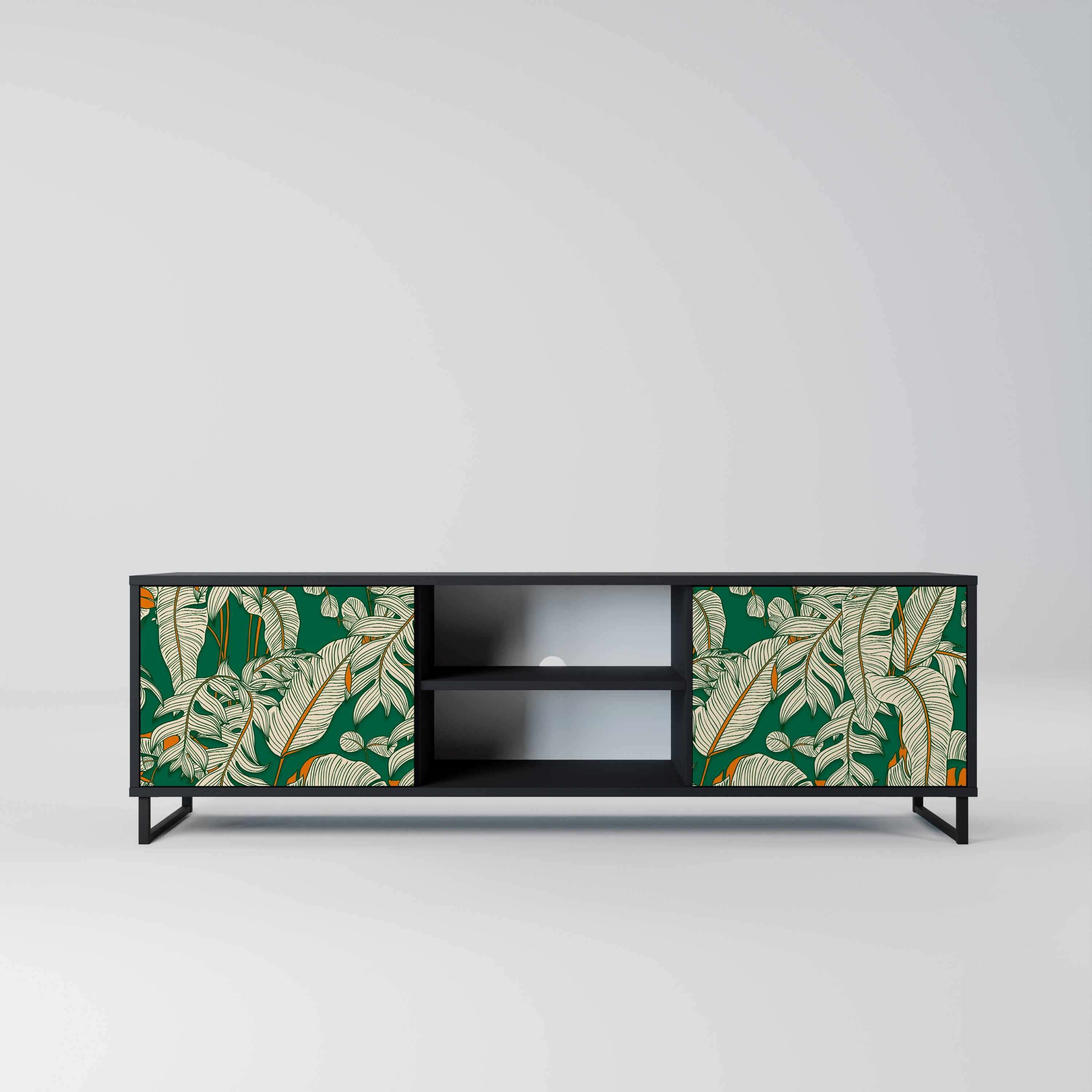 Mueble de TV de 2 puertas VERDANT PLEASURES con acabado negro