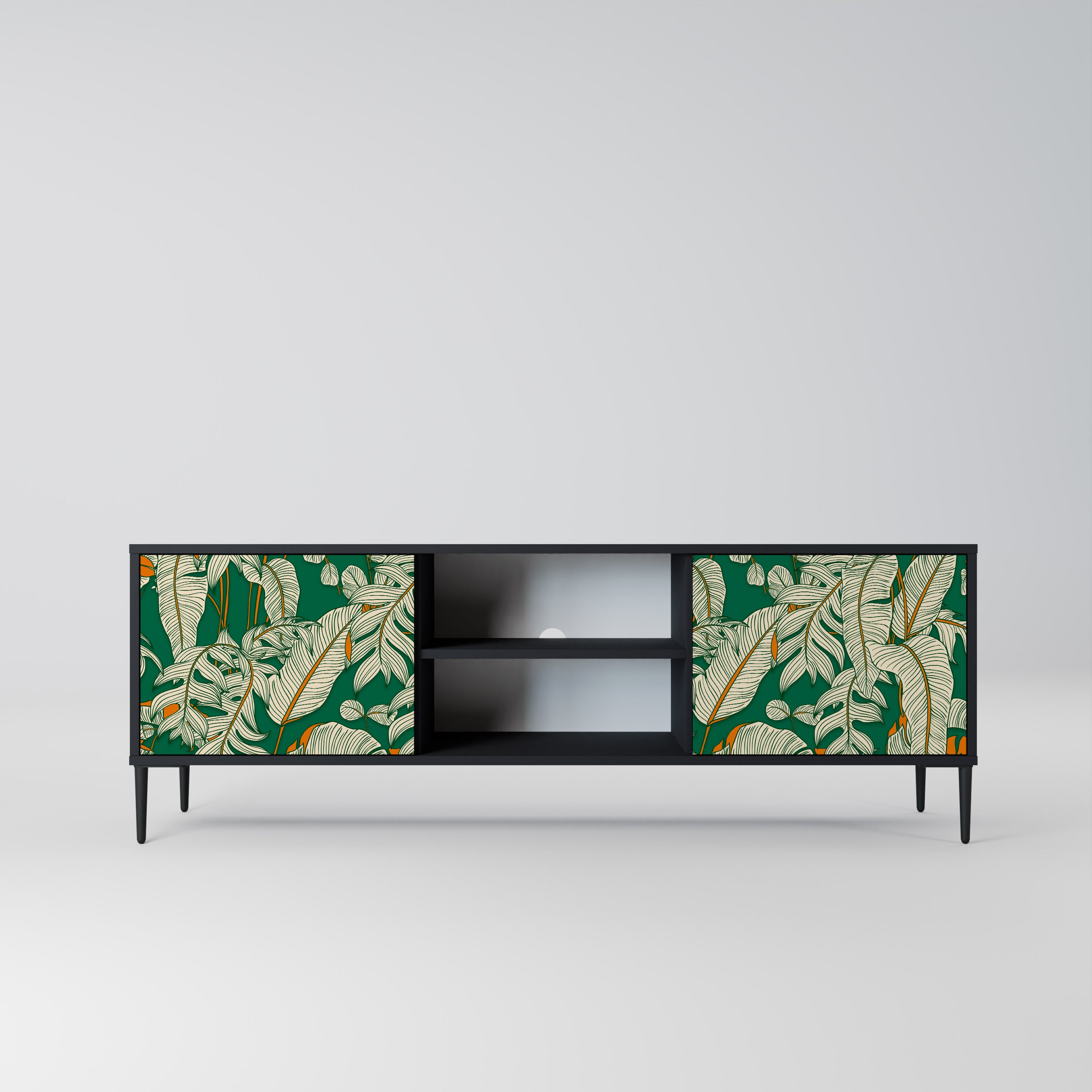 Mueble de TV de 2 puertas VERDANT PLEASURES con acabado negro