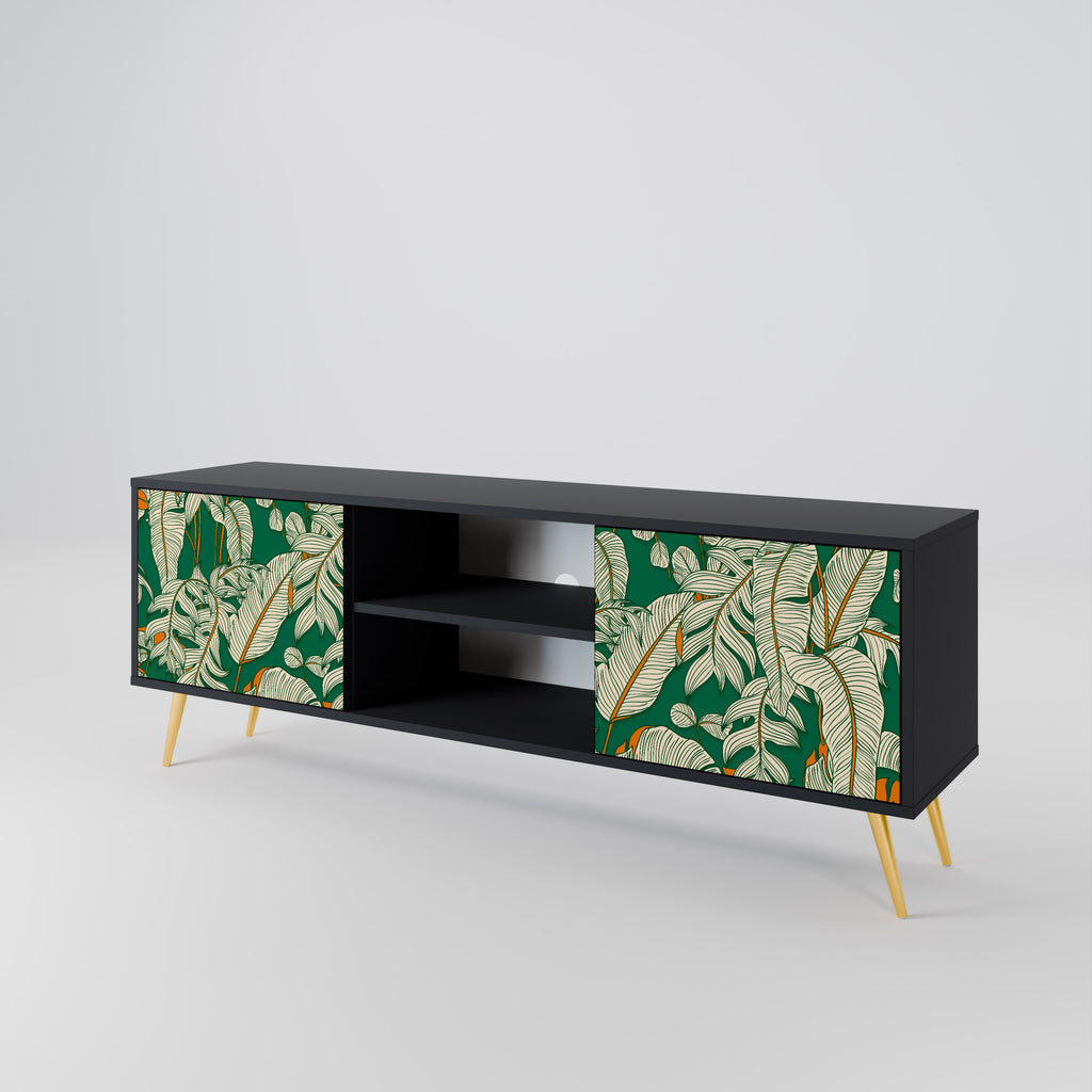 Mueble de TV de 2 puertas VERDANT PLEASURES con acabado negro
