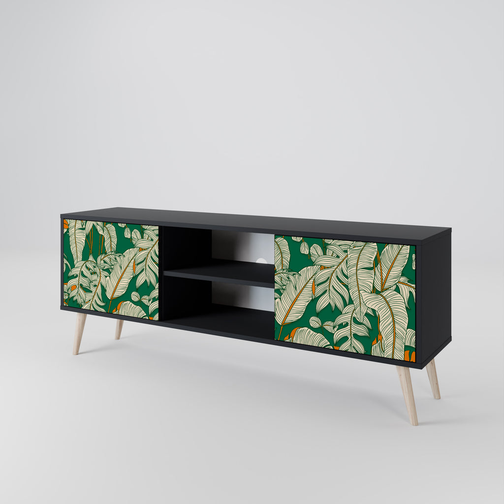 Mueble de TV de 2 puertas VERDANT PLEASURES con acabado negro