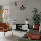 BOTANICAL SPARK Mueble de TV de 2 Puertas en Acabado Negro