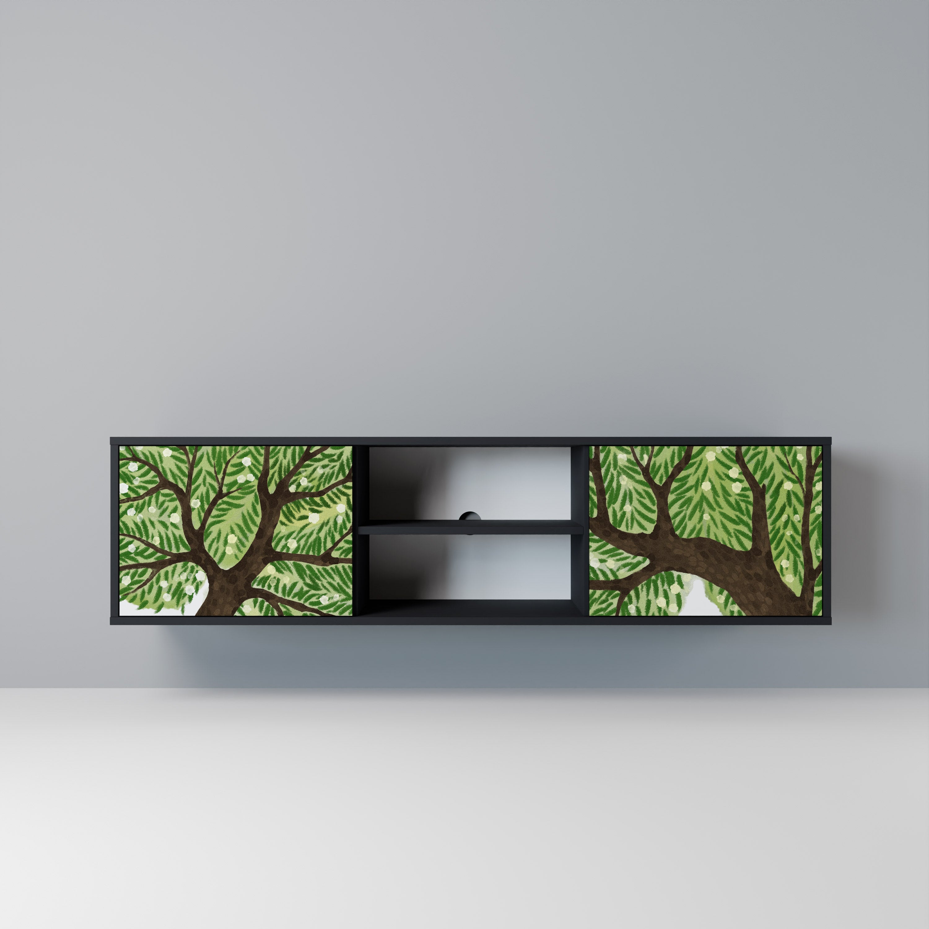 Mueble de TV WILDERNESS DASH de 2 puertas con acabado negro