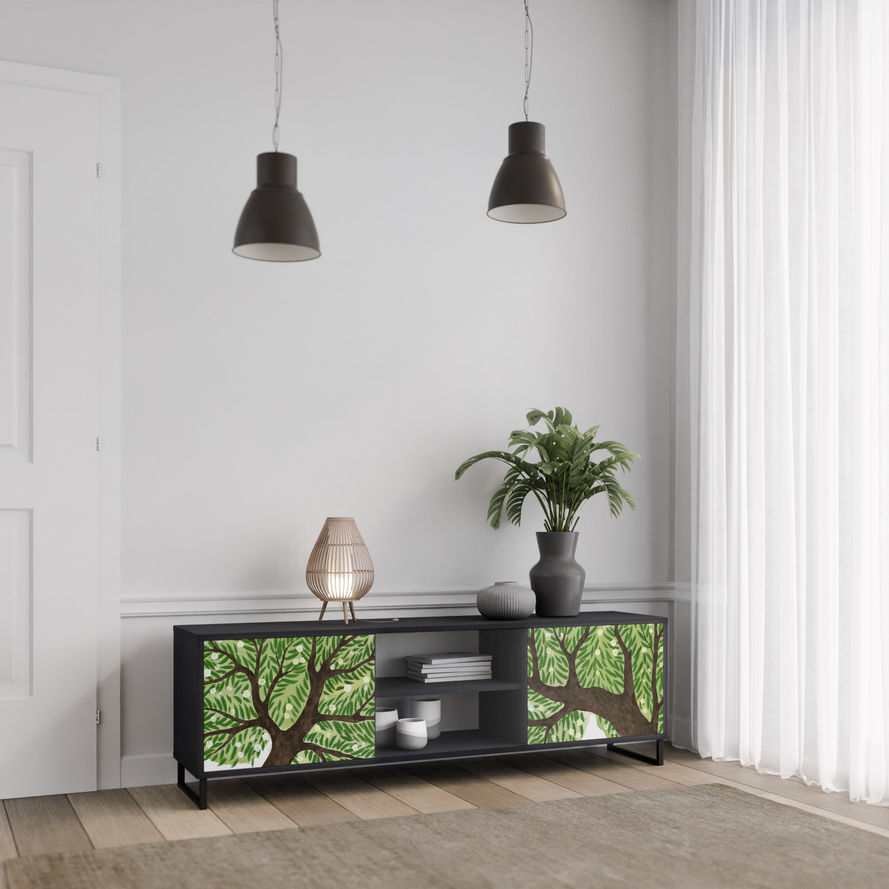 Mueble de TV WILDERNESS DASH de 2 puertas con acabado negro