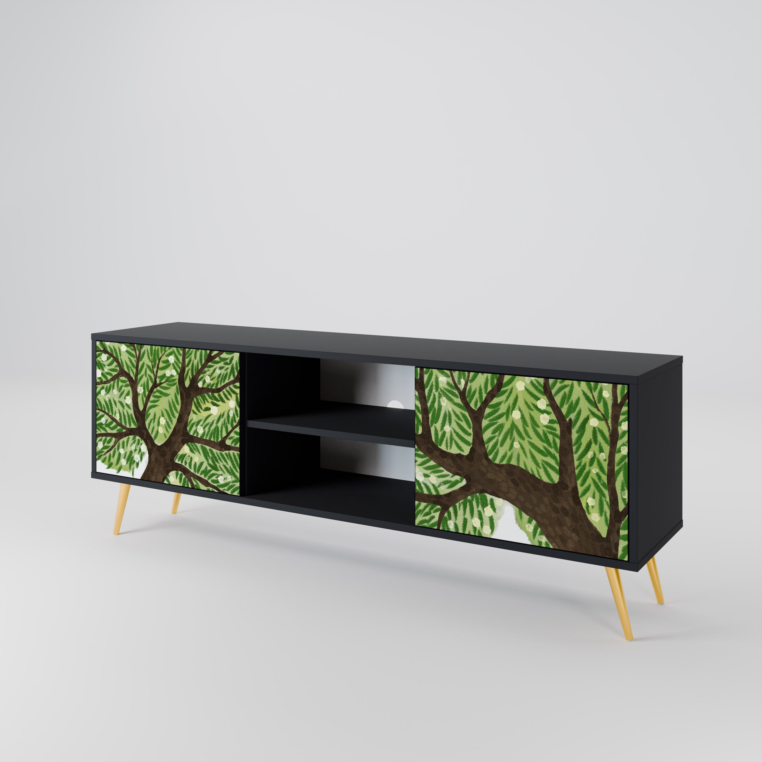 Mueble de TV WILDERNESS DASH de 2 puertas con acabado negro
