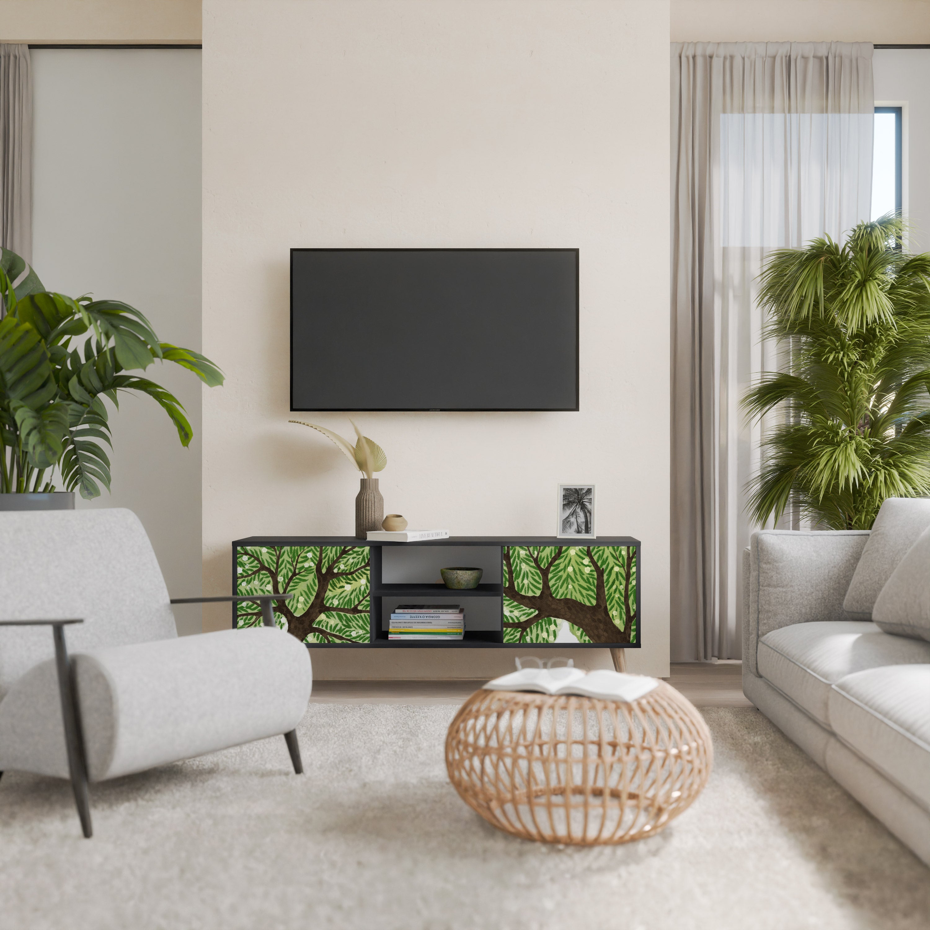 Mueble de TV WILDERNESS DASH de 2 puertas con acabado negro