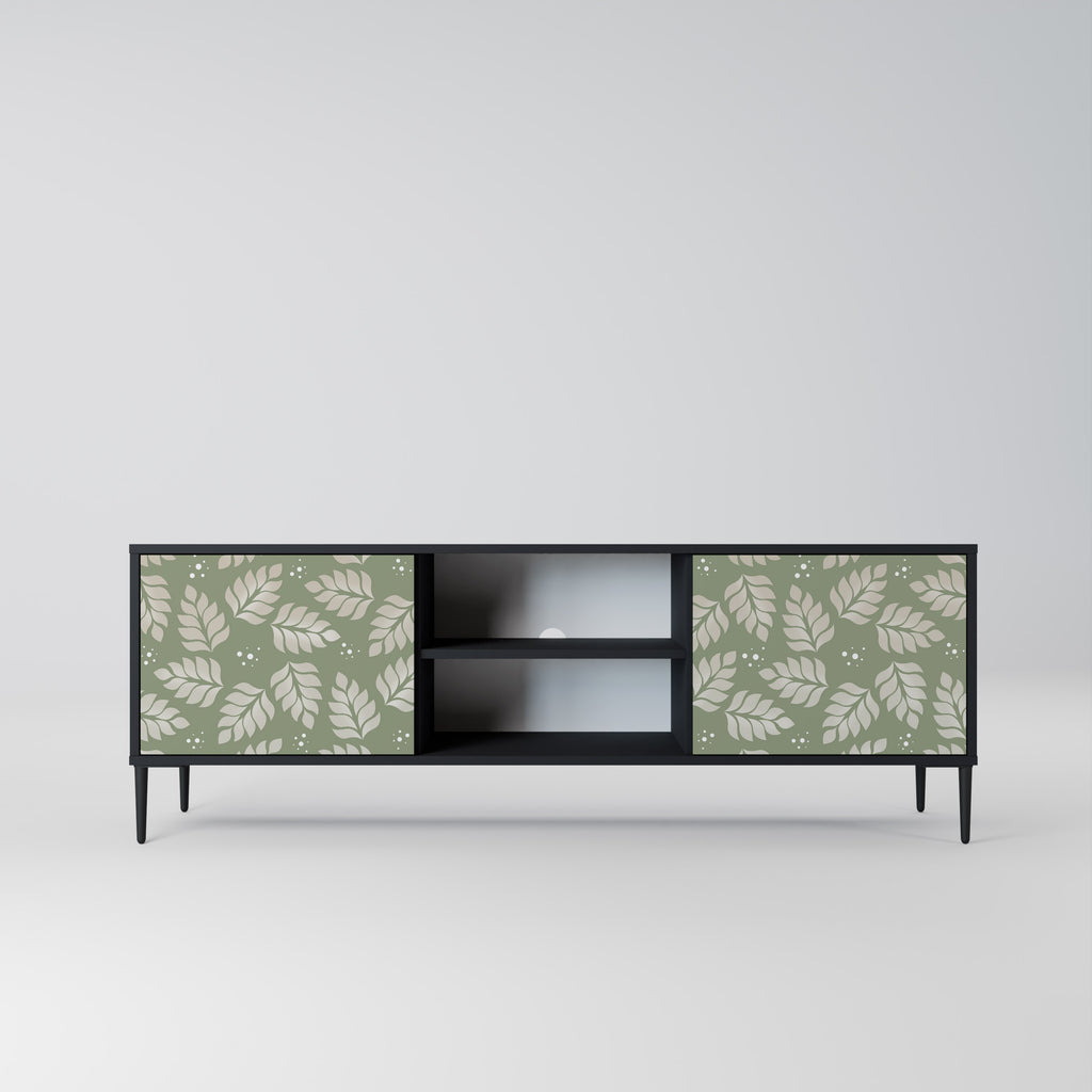 Mueble de TV de 2 puertas LEAVES ON GREEN con acabado negro