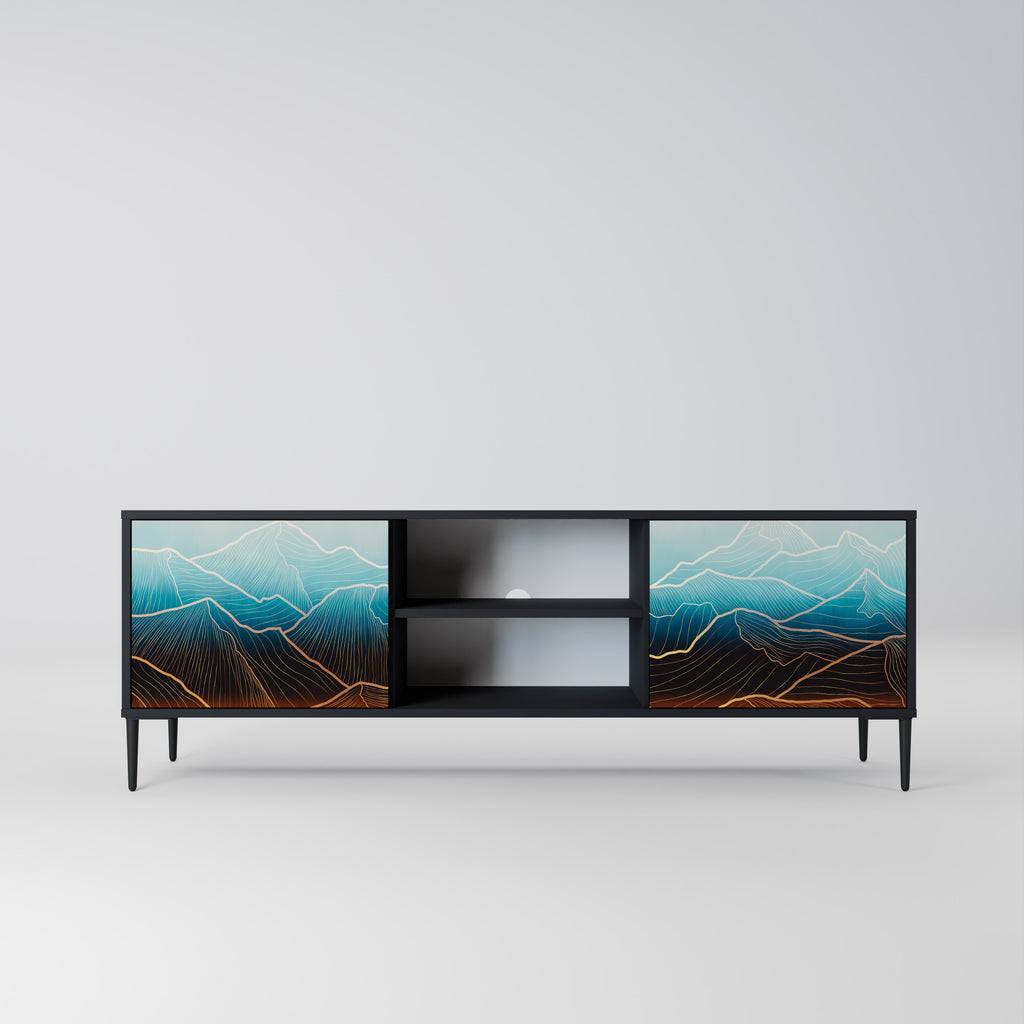Mueble de TV de 2 puertas LUNAR SECRETS en acabado negro