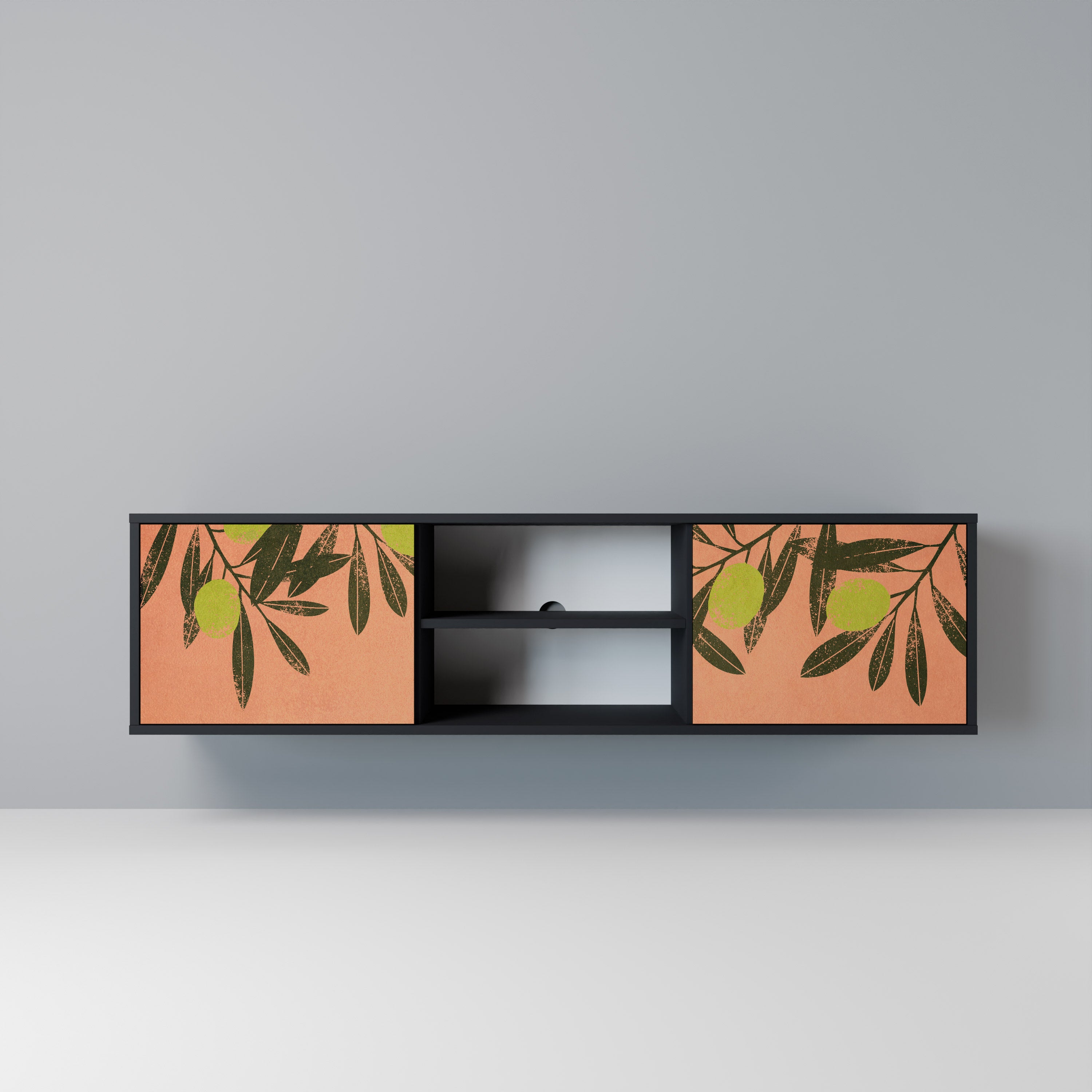 Mueble de TV de 2 puertas JUICY OLIVES con acabado negro