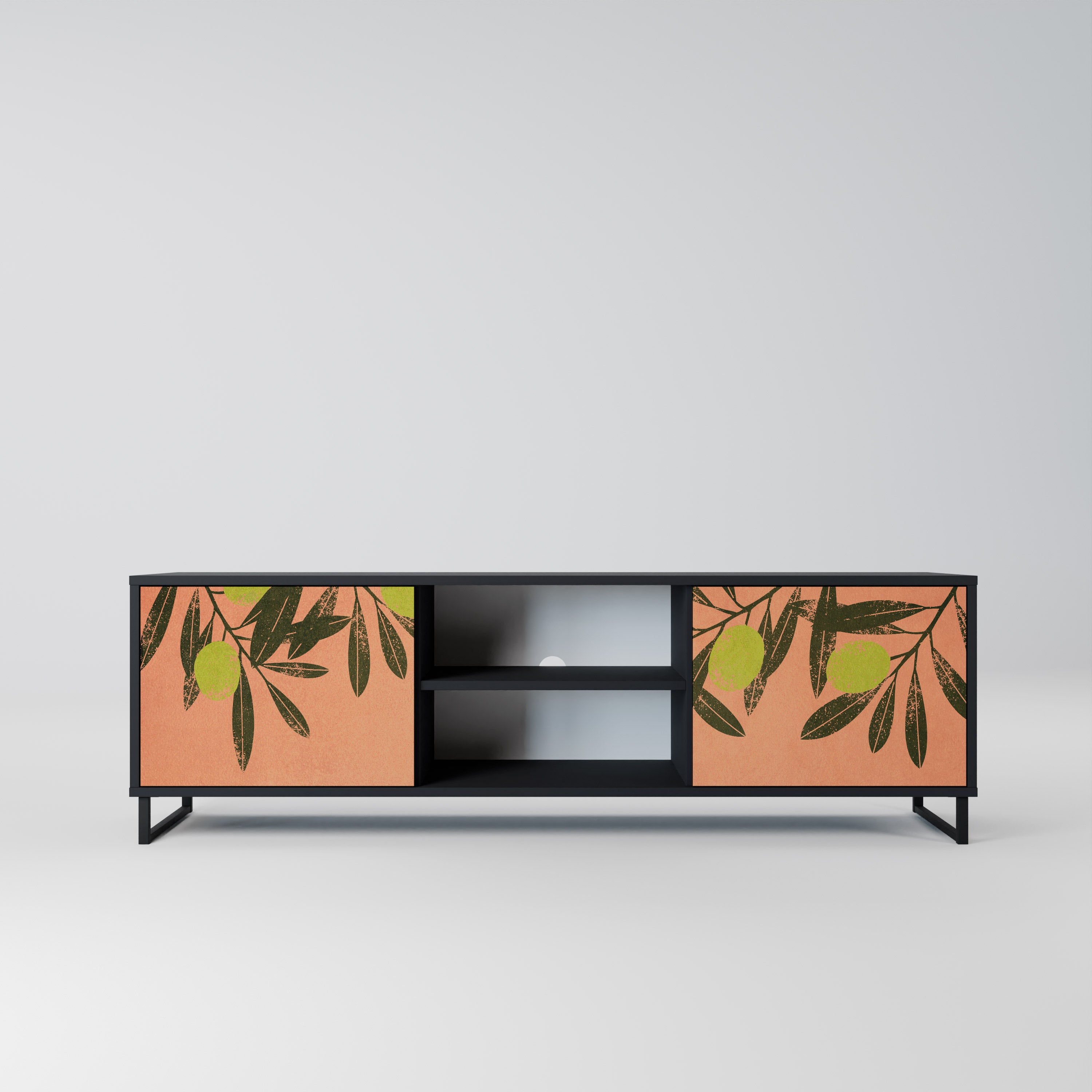 Mueble de TV de 2 puertas JUICY OLIVES con acabado negro