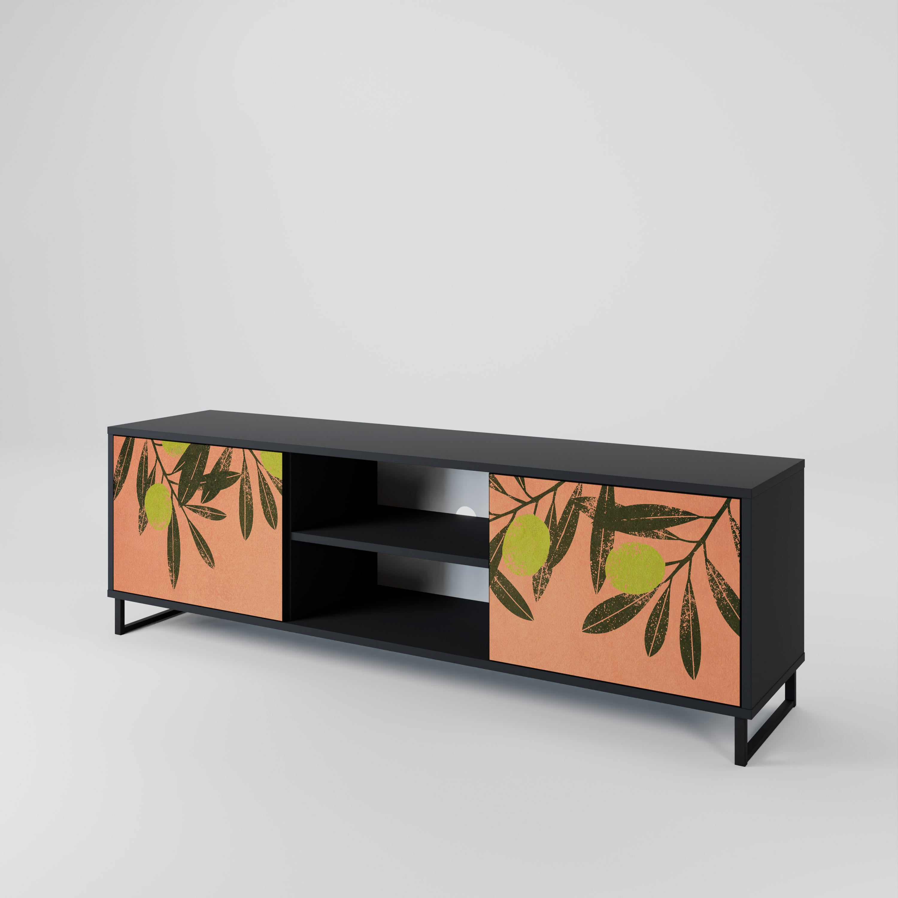 Mueble de TV de 2 puertas JUICY OLIVES con acabado negro