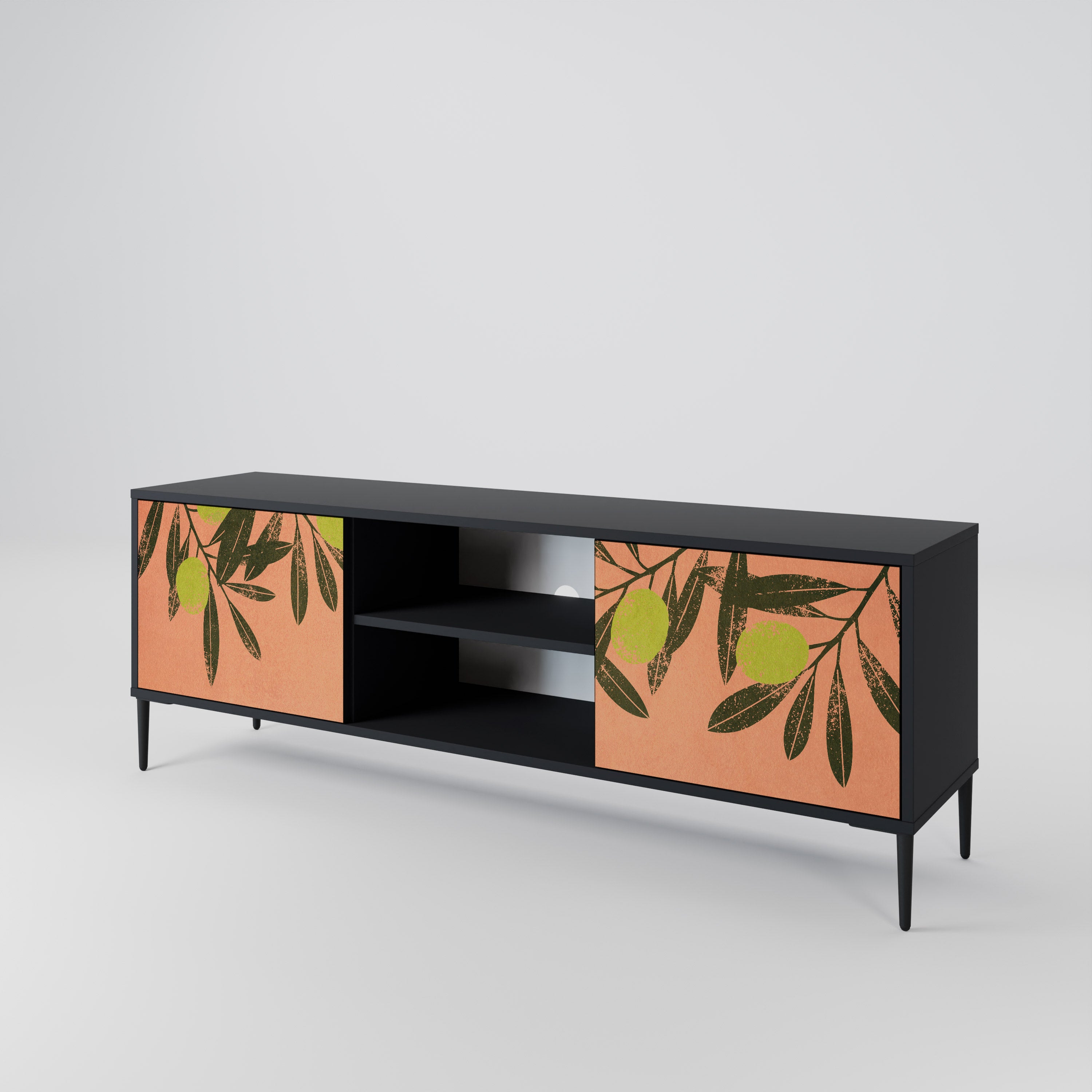 Mueble de TV de 2 puertas JUICY OLIVES con acabado negro