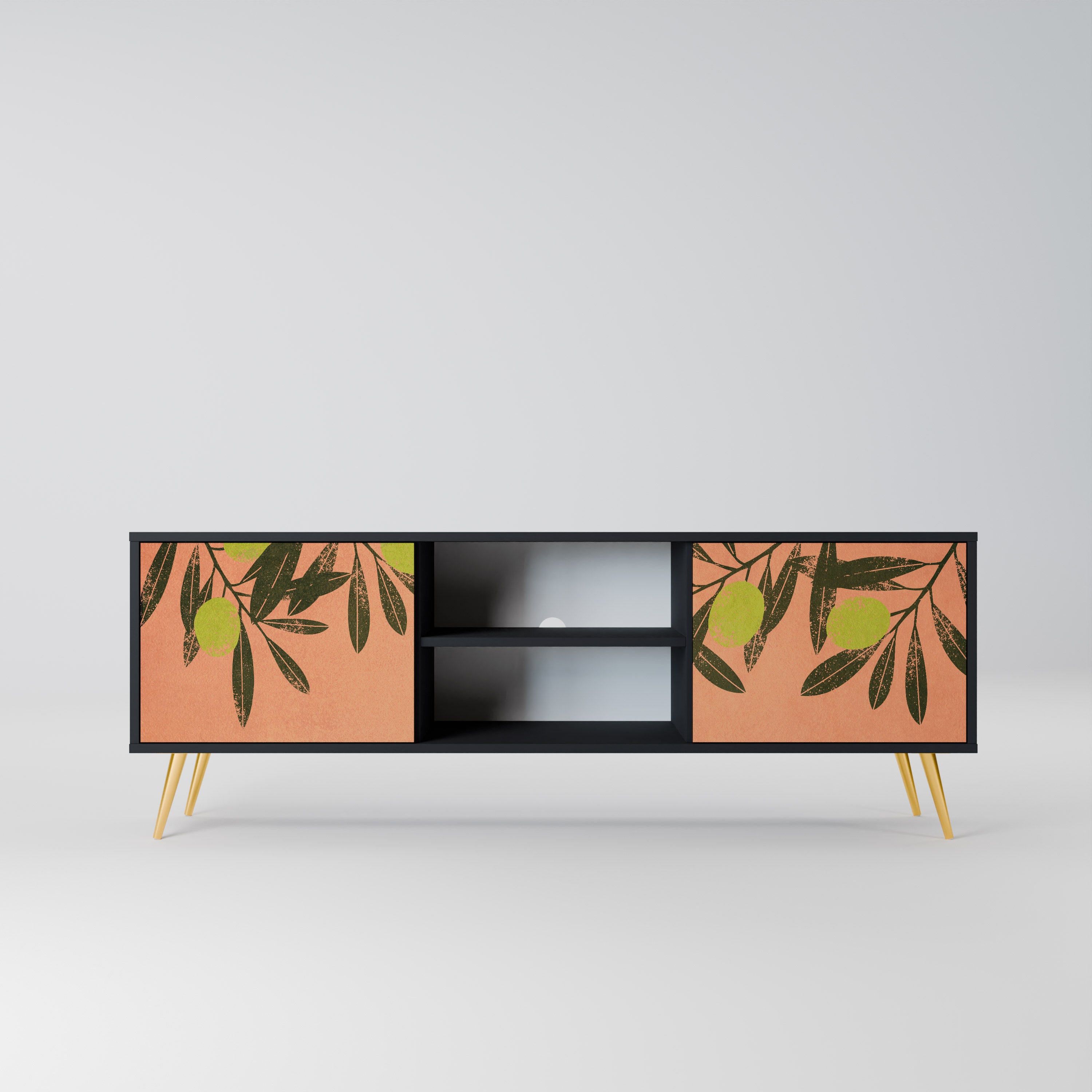 Mueble de TV de 2 puertas JUICY OLIVES con acabado negro