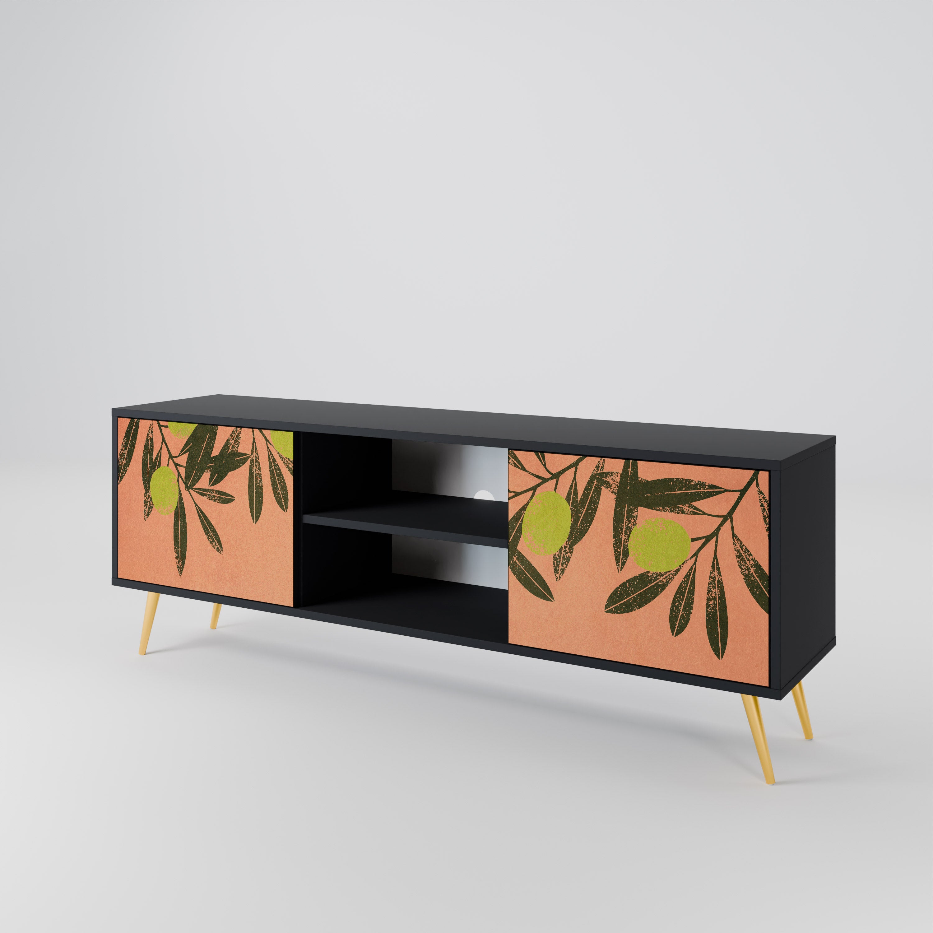 Mueble de TV de 2 puertas JUICY OLIVES con acabado negro