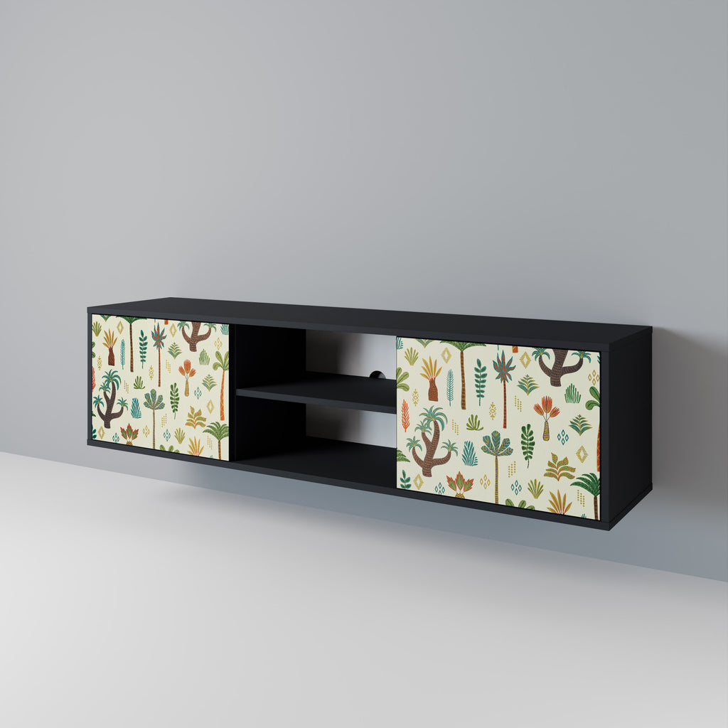 Mueble de TV de 2 puertas PALM SPRING con acabado negro