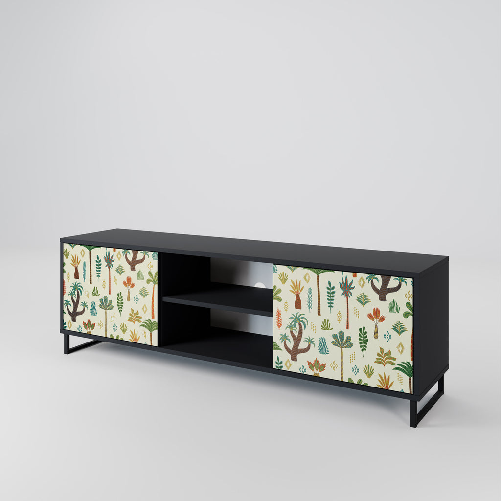 Mueble de TV de 2 puertas PALM SPRING con acabado negro