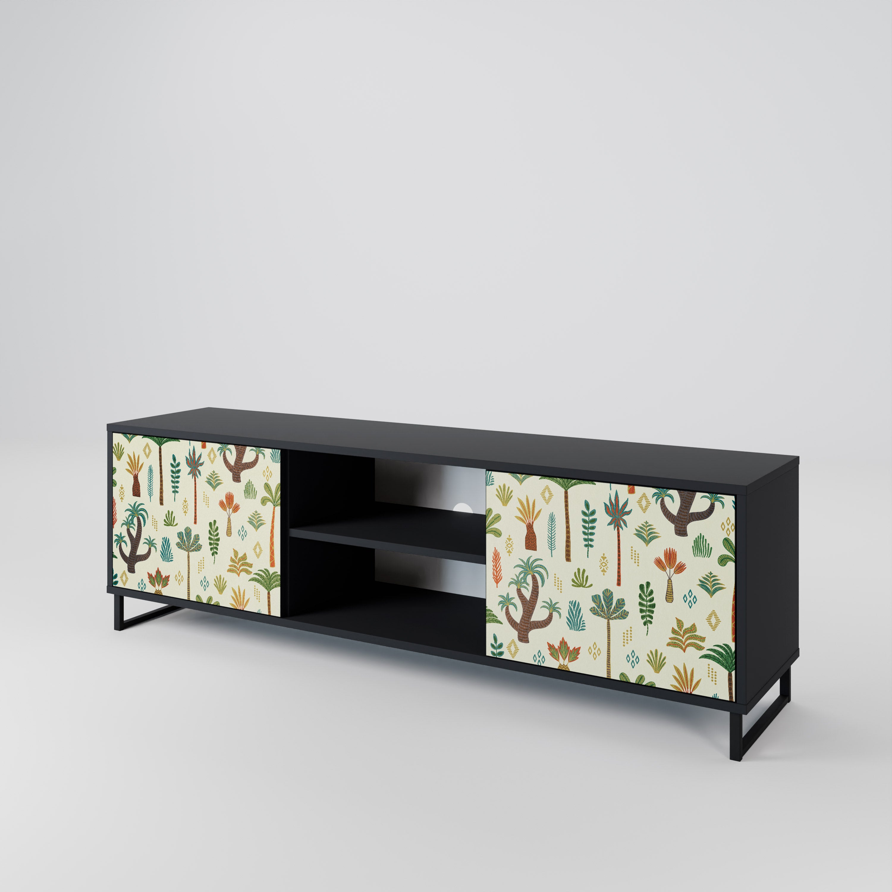 Mueble de TV de 2 puertas PALM SPRING con acabado negro