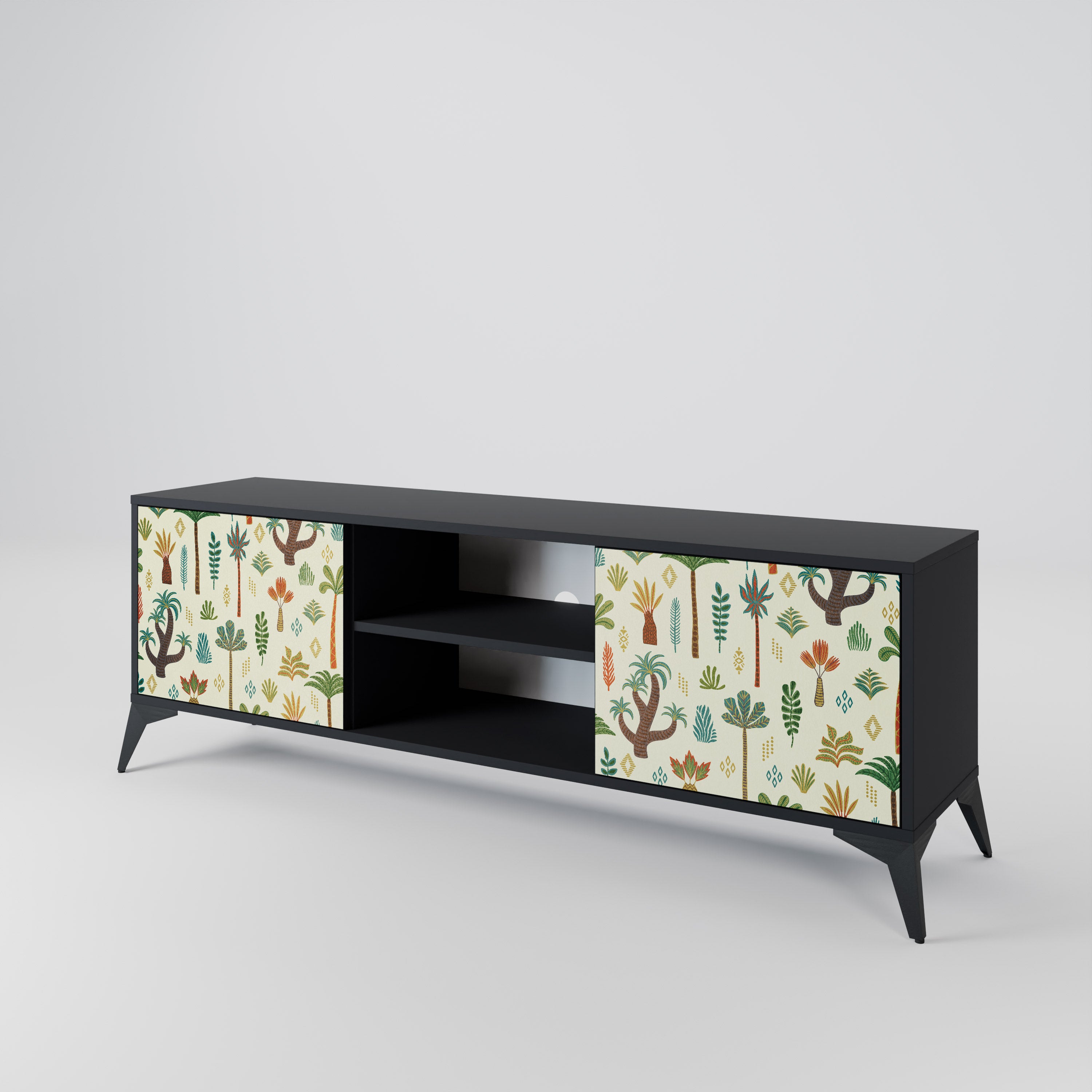 Mueble de TV de 2 puertas PALM SPRING con acabado negro