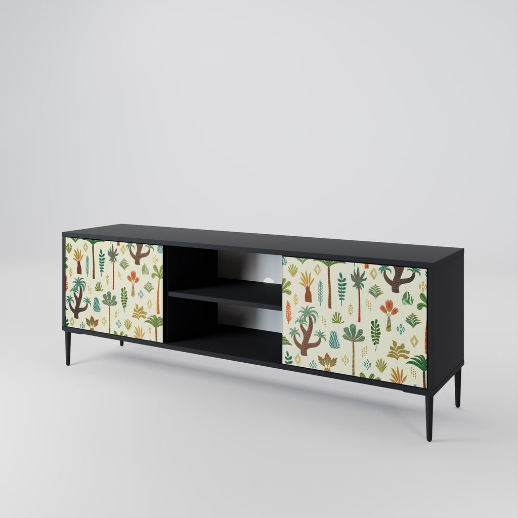 Mueble de TV de 2 puertas PALM SPRING con acabado negro
