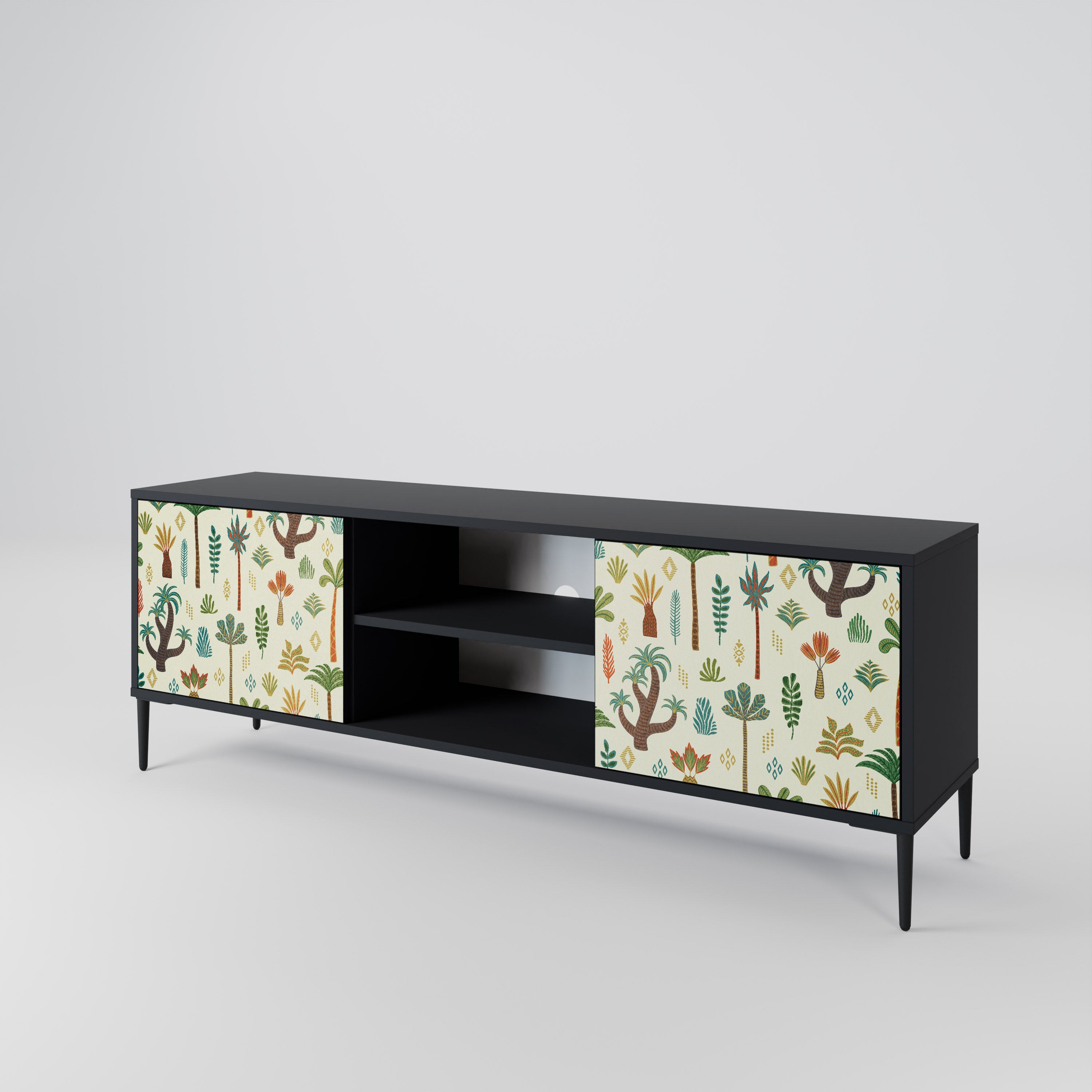 Mueble de TV de 2 puertas PALM SPRING con acabado negro
