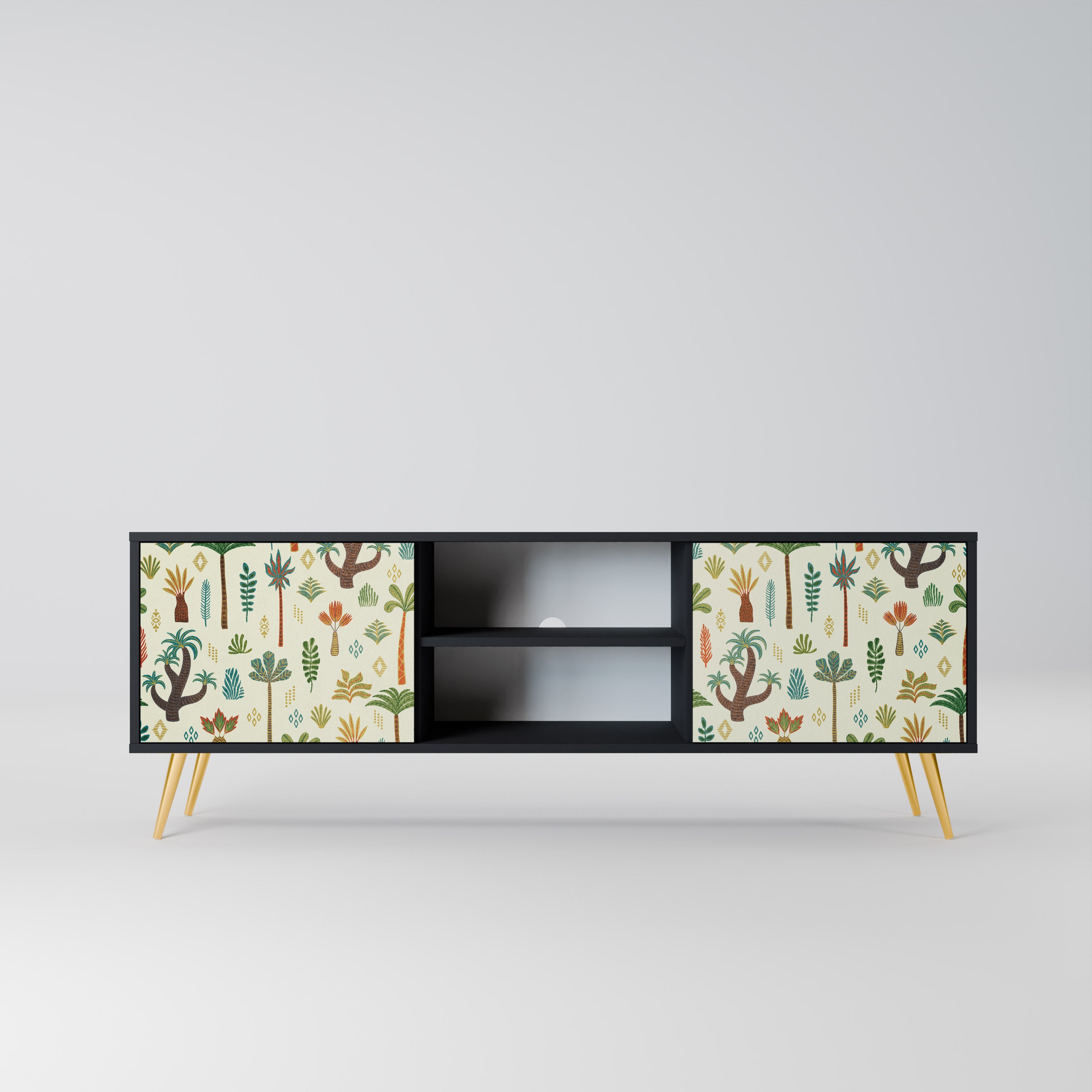Mueble de TV de 2 puertas PALM SPRING con acabado negro