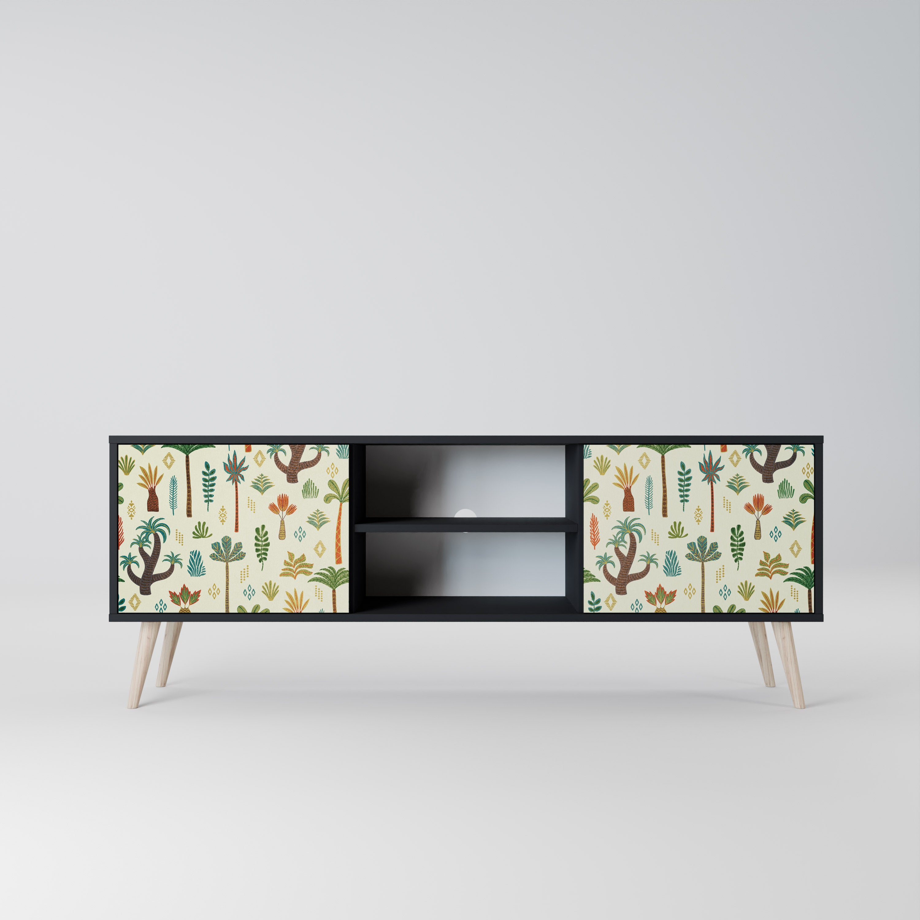 Mueble de TV de 2 puertas PALM SPRING con acabado negro