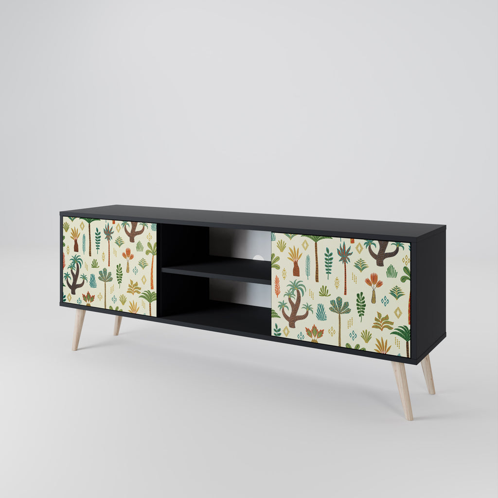 Mueble de TV de 2 puertas PALM SPRING con acabado negro