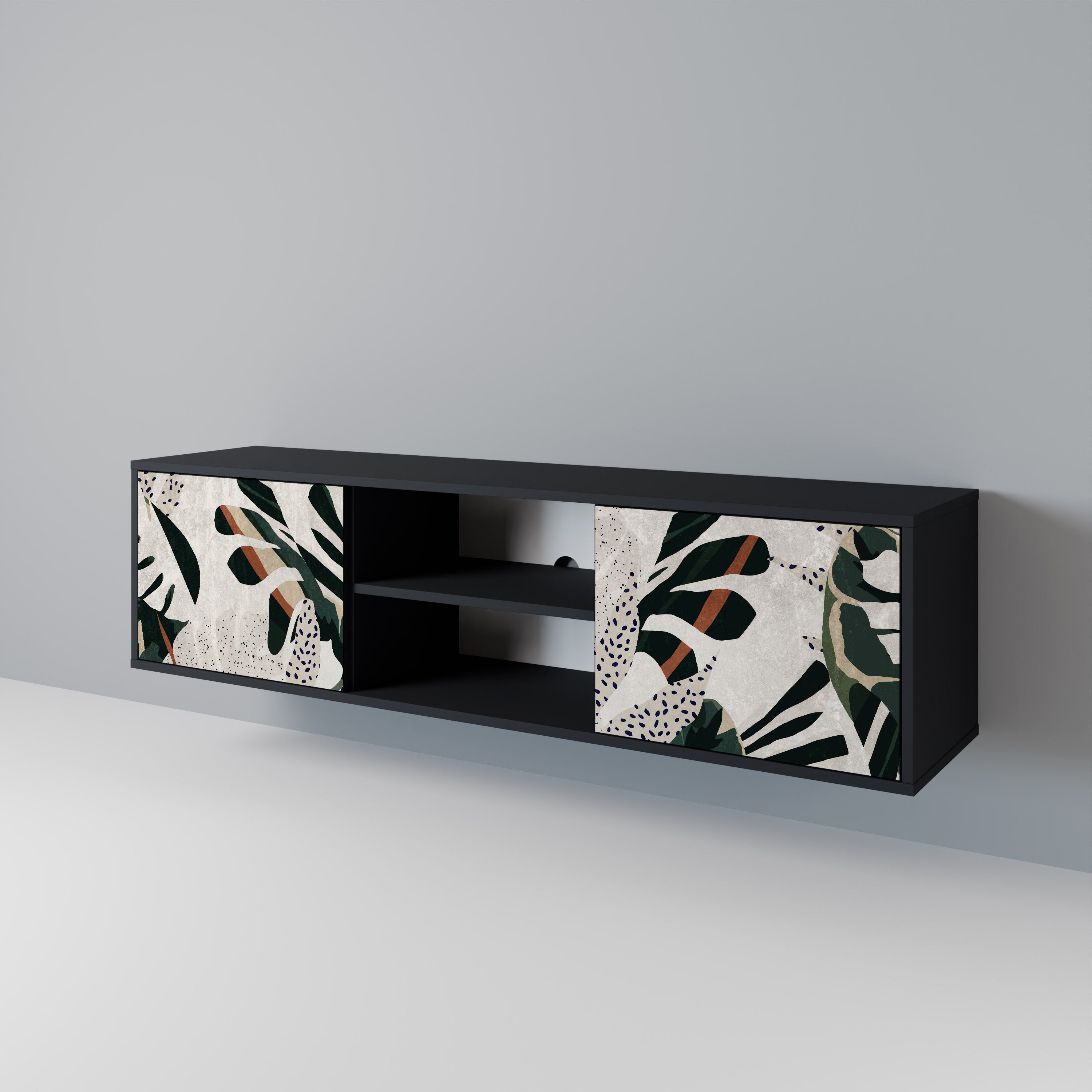 Mueble de TV de 2 puertas VERDURE FORMATION en acabado negro