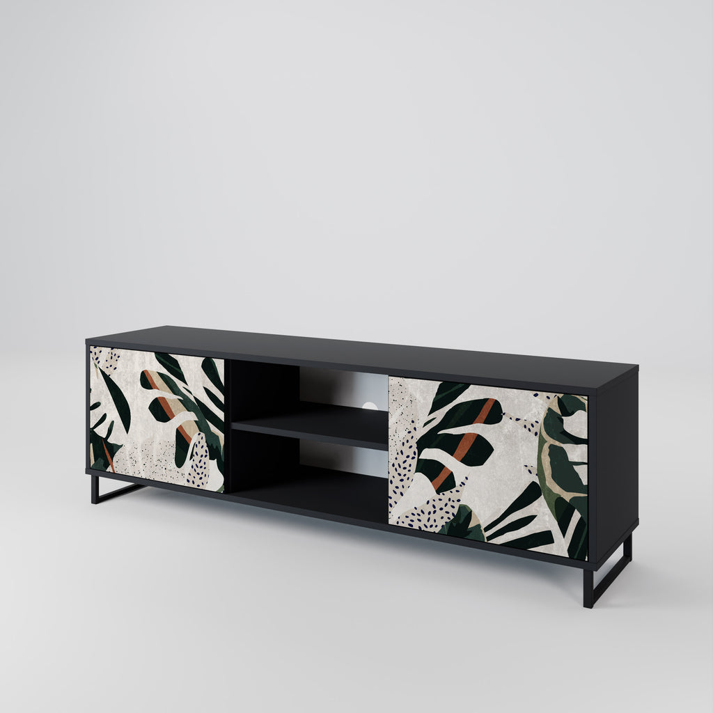 Mueble de TV de 2 puertas VERDURE FORMATION en acabado negro