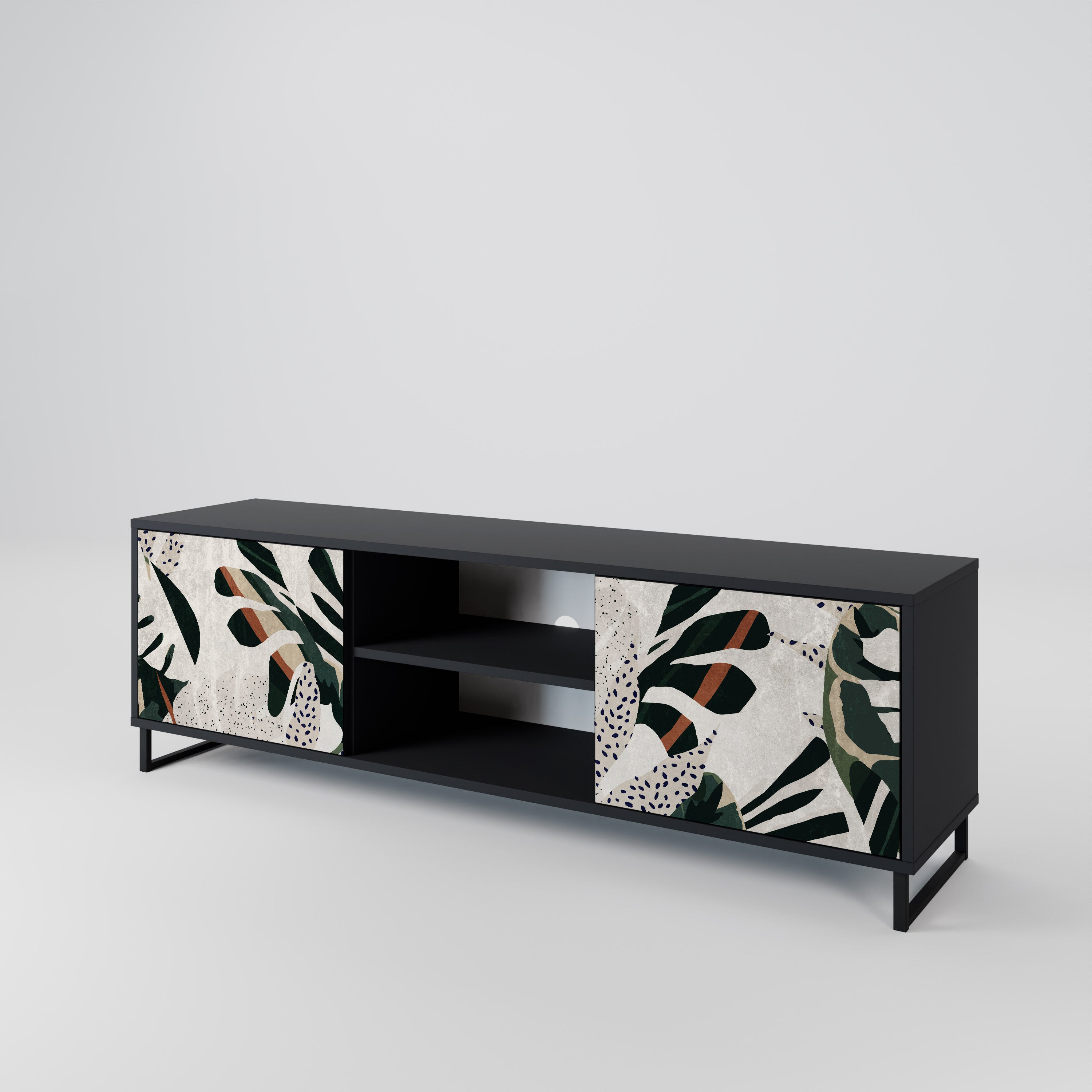 Mueble de TV de 2 puertas VERDURE FORMATION en acabado negro