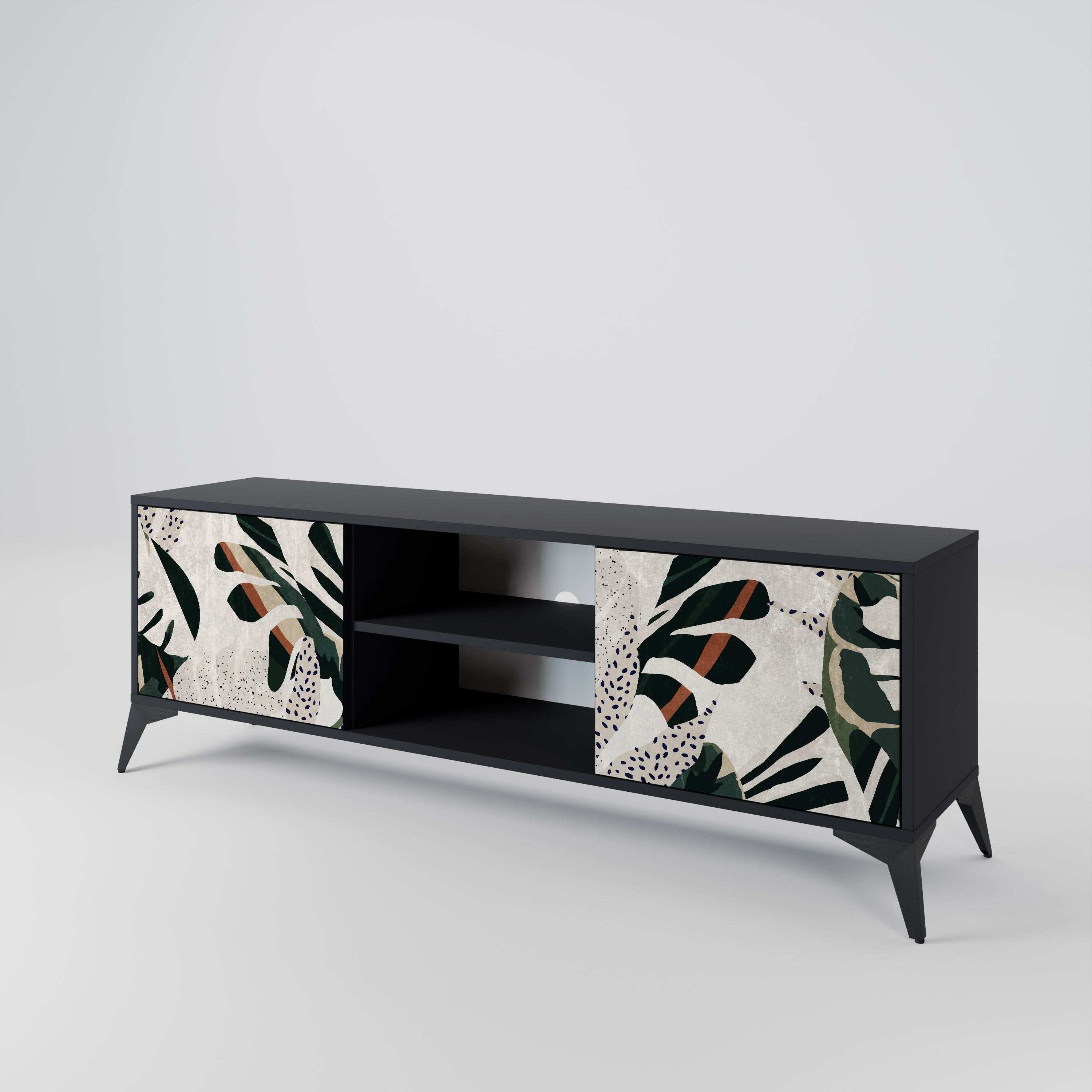 Mueble de TV de 2 puertas VERDURE FORMATION en acabado negro