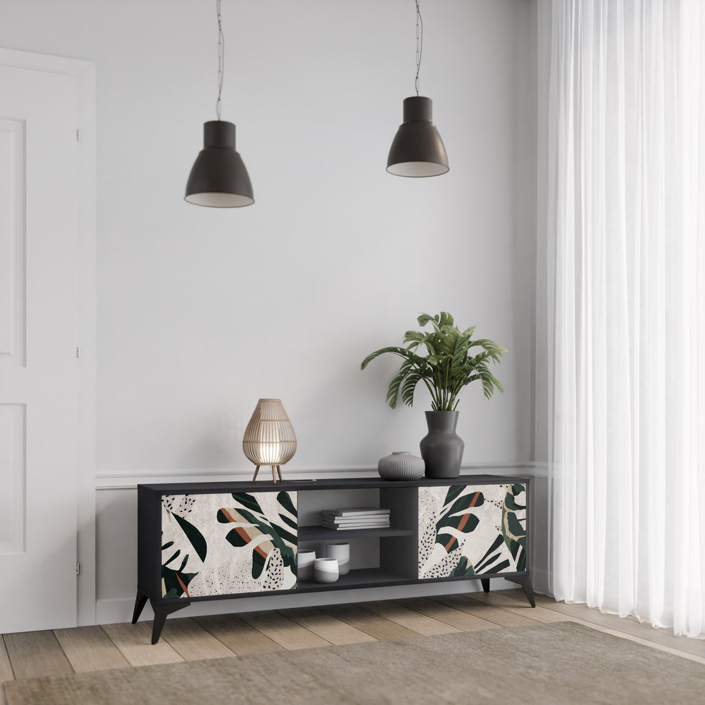 Mueble de TV de 2 puertas VERDURE FORMATION en acabado negro