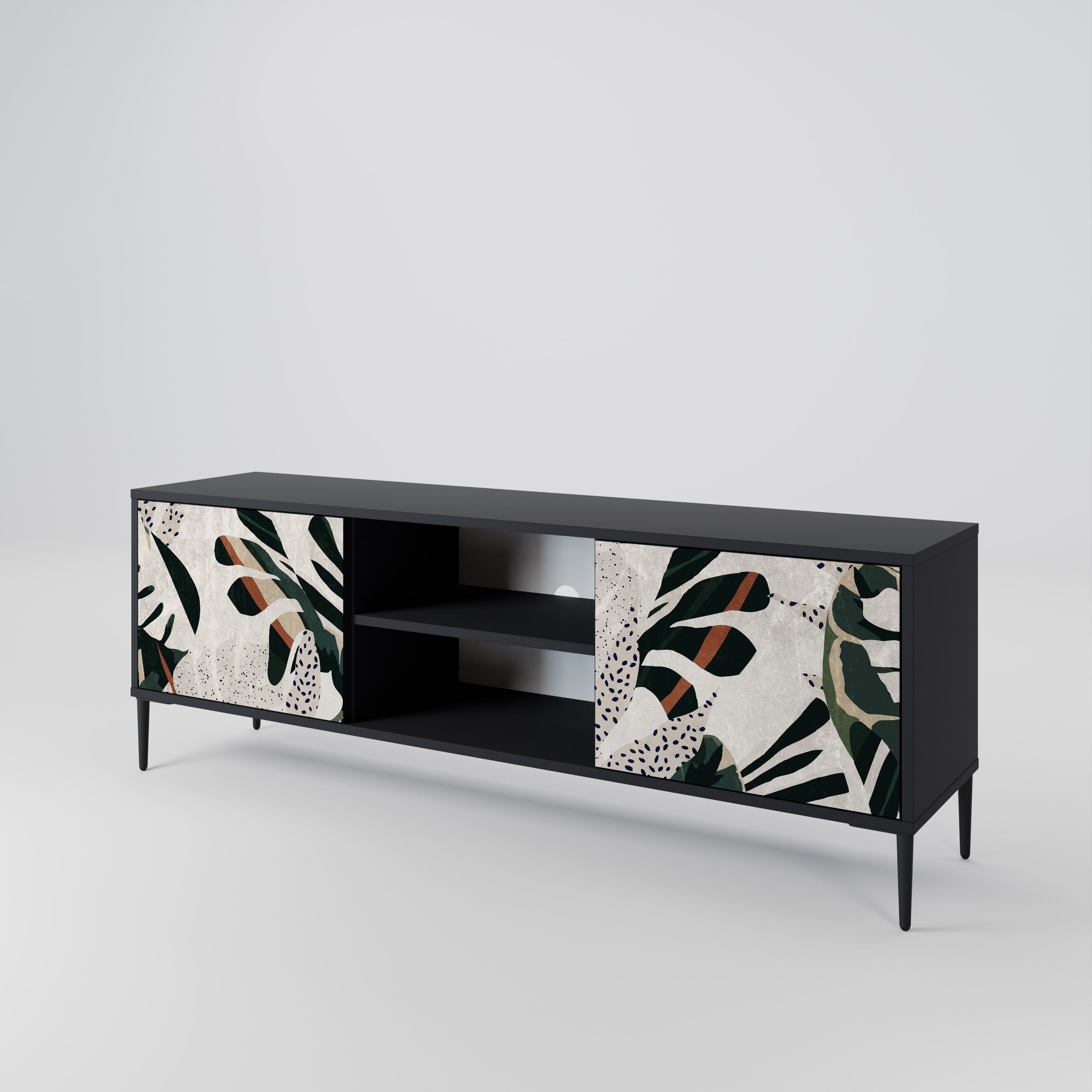 Mueble de TV de 2 puertas VERDURE FORMATION en acabado negro