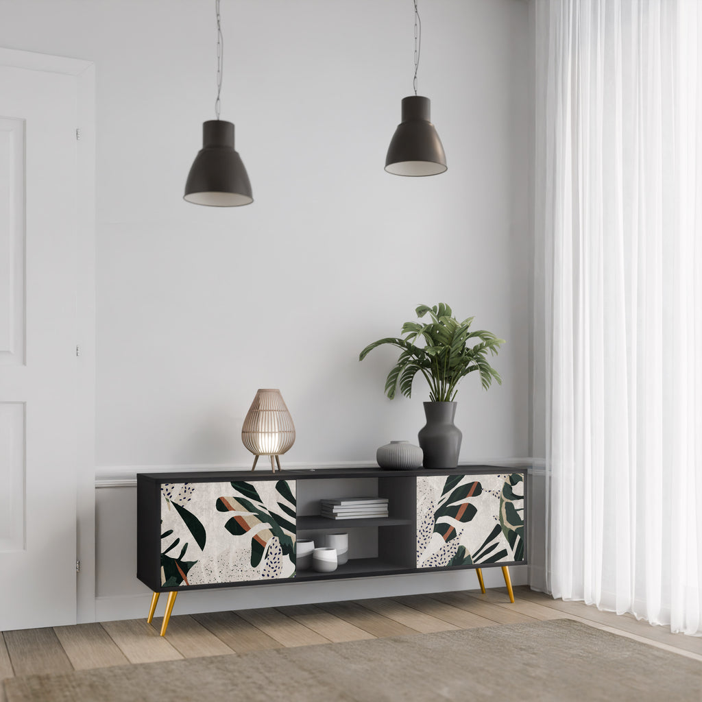 Mueble de TV de 2 puertas VERDURE FORMATION en acabado negro