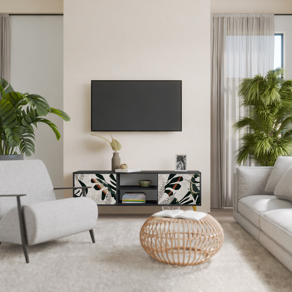 Mueble de TV de 2 puertas VERDURE FORMATION en acabado negro