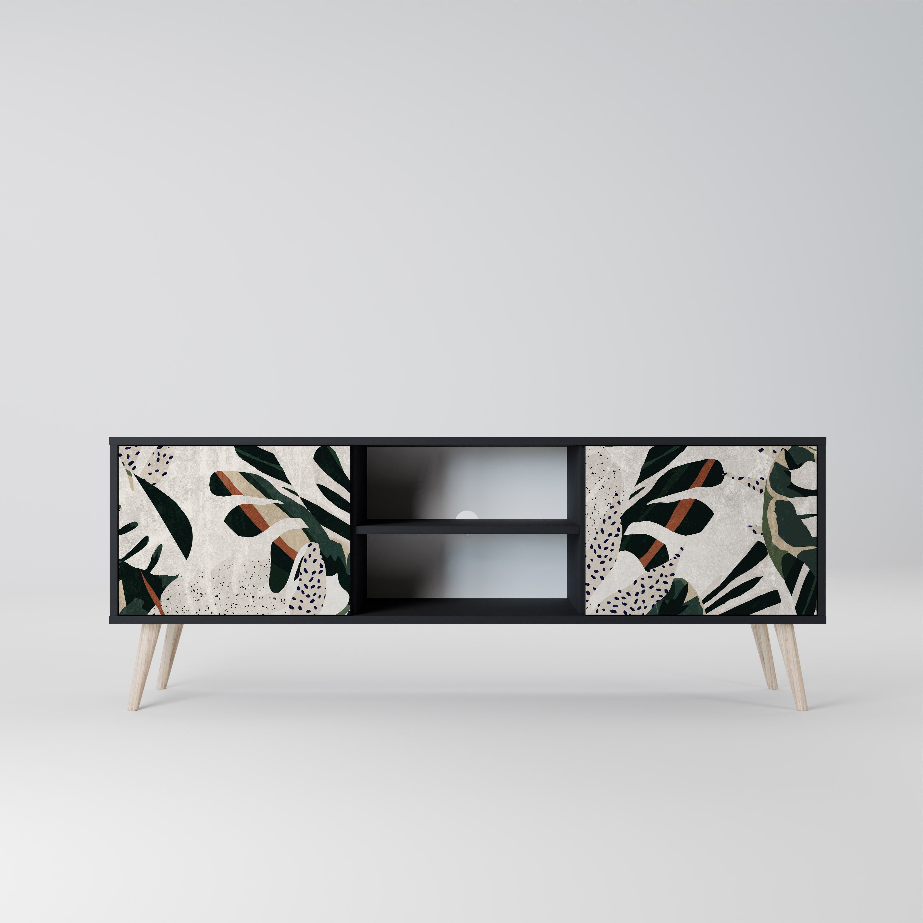 Mueble de TV de 2 puertas VERDURE FORMATION en acabado negro
