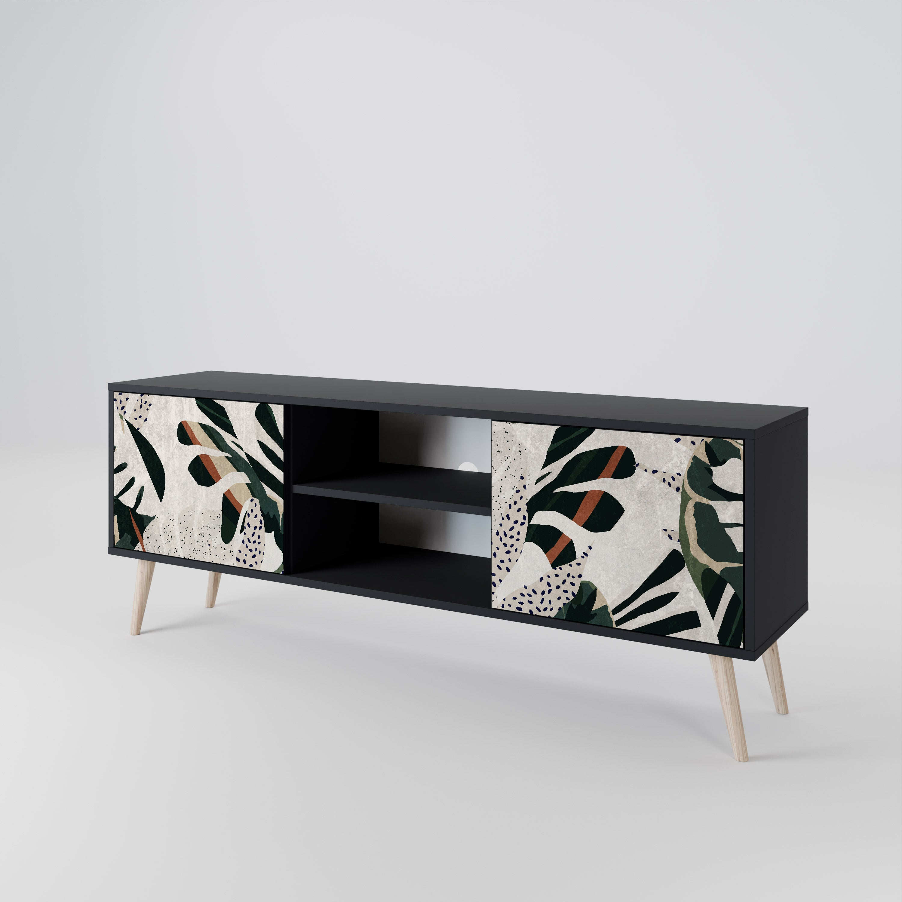 Mueble de TV de 2 puertas VERDURE FORMATION en acabado negro