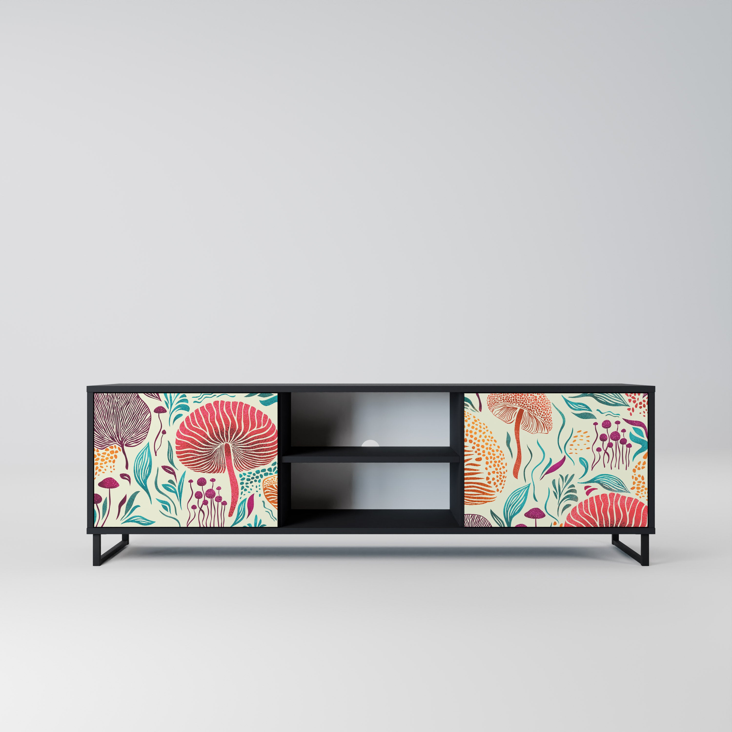 Mueble de TV FUNGUS FANTASY de 2 puertas con acabado negro